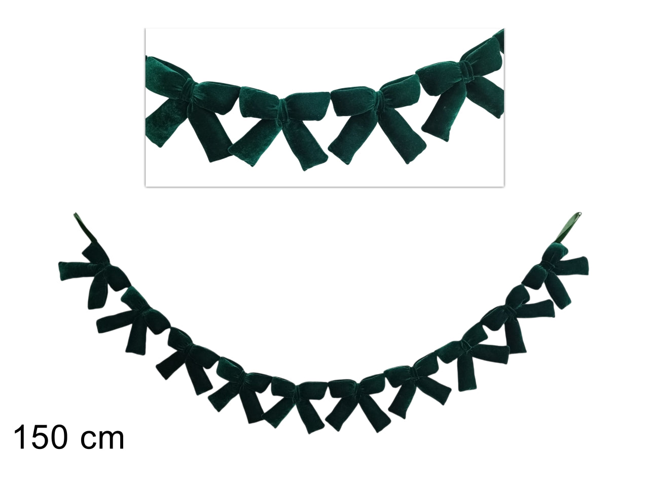 Ghirlanda 150cm con 10 fiocchi in velluto verde