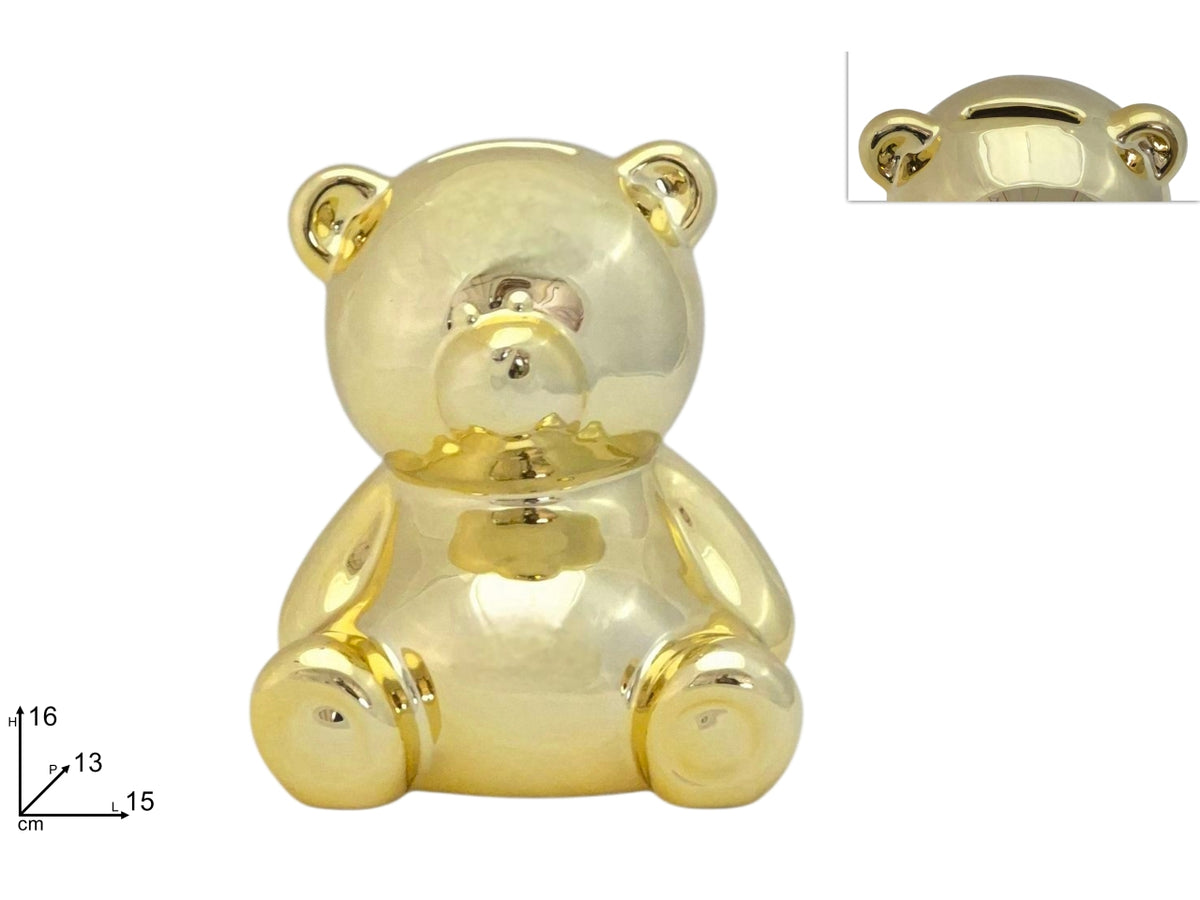 Orsetto salvadanaio 16cm oro