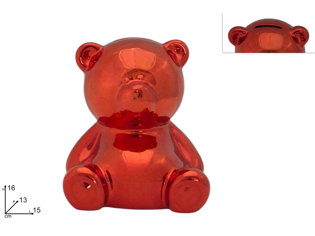 Orsetto salvadanaio 16cm rosso