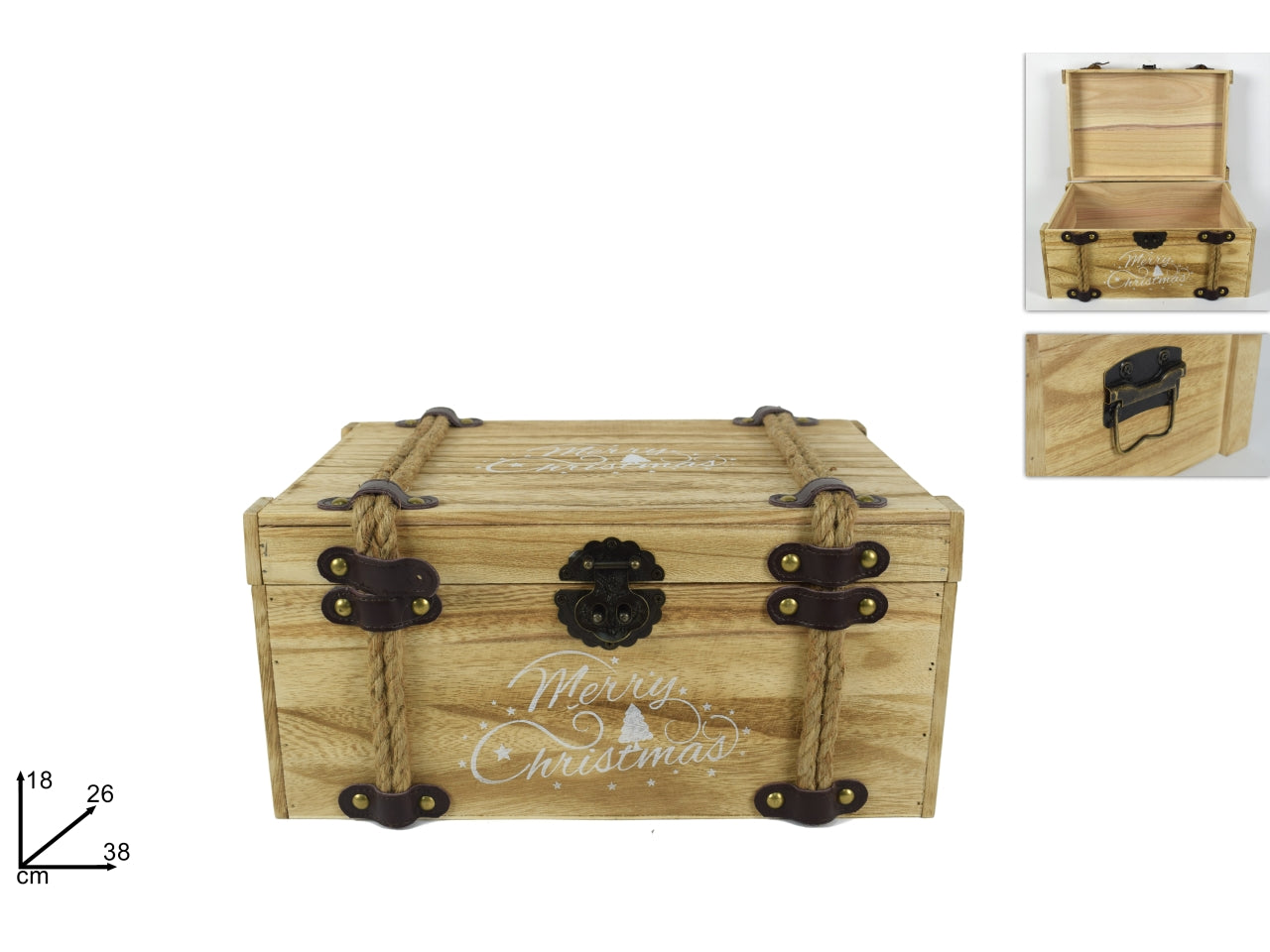 Bauletto in legno 38xh.18cm naturale Merry Christmas