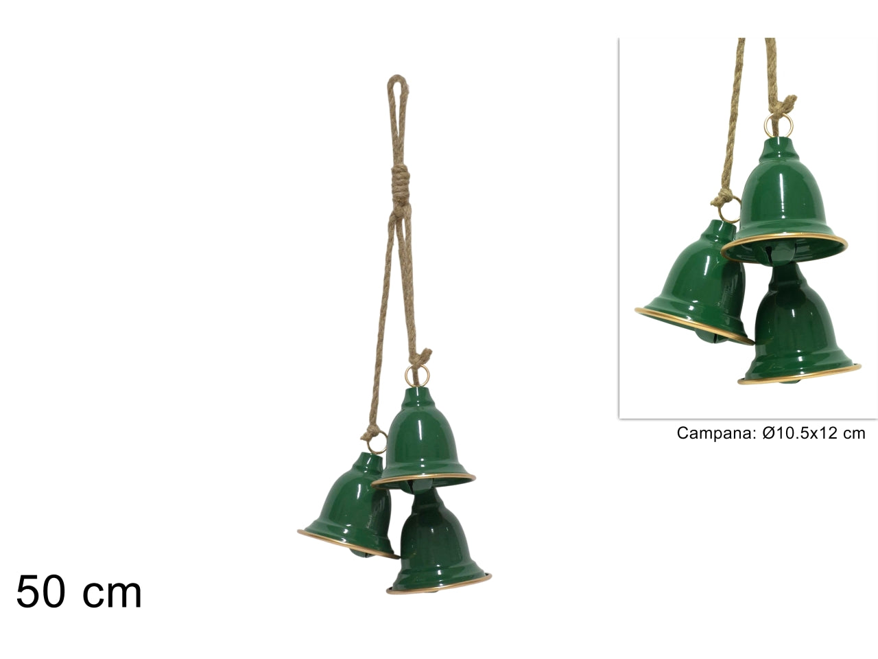 Set 3 campane in metallo verde