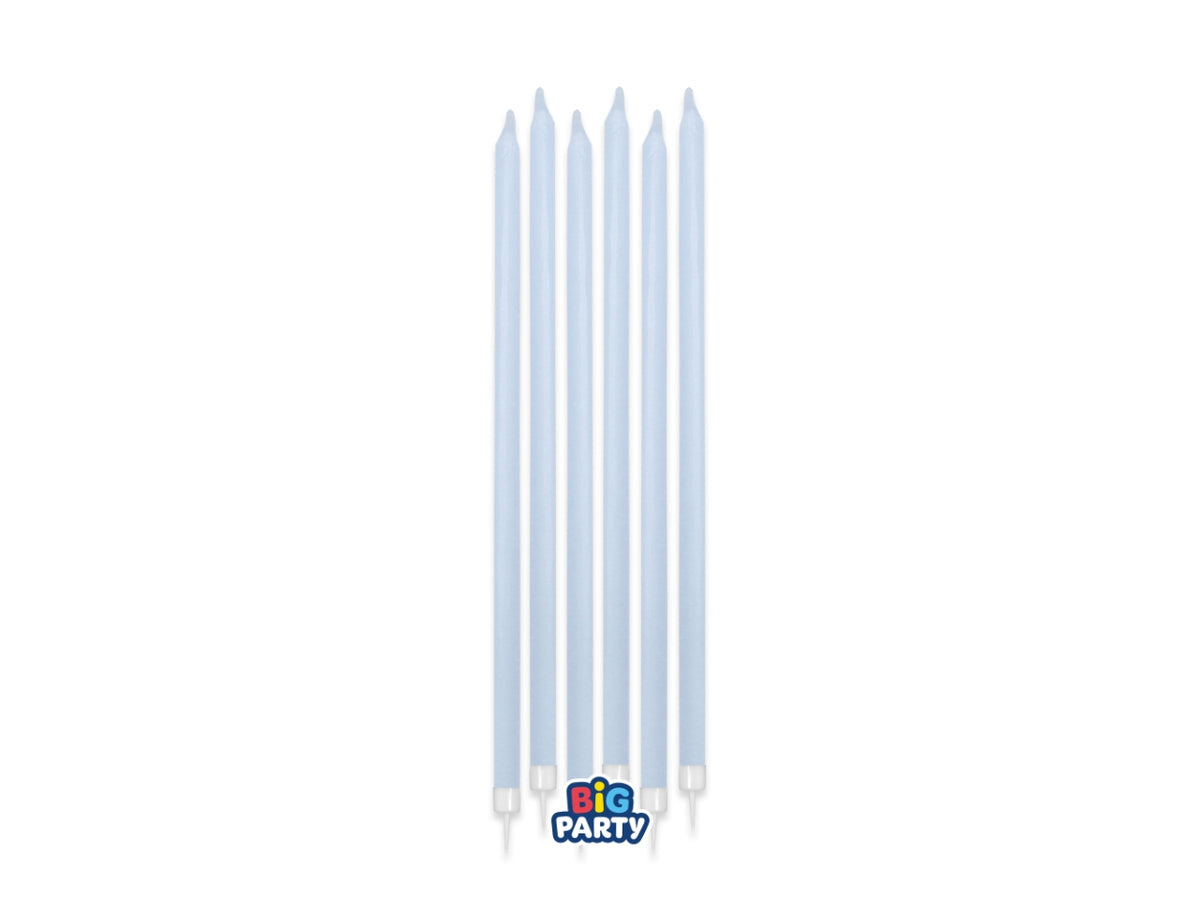 Candeline matite celeste baby 15cm + supporto set da 12 candeline