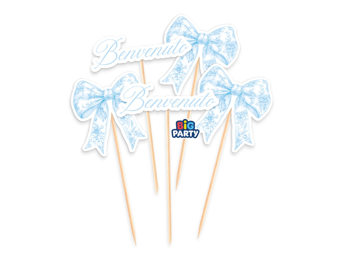 Mini cake topper sagomati benvenuto fiocco vintage set da 5 mini cacke