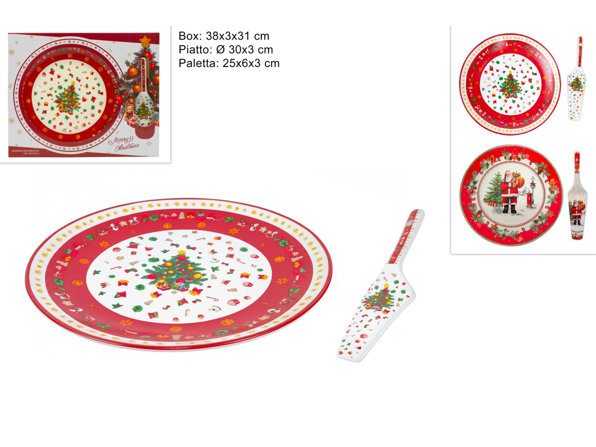 Piatto con paletta e decoro natalizio, 2 assortimenti
