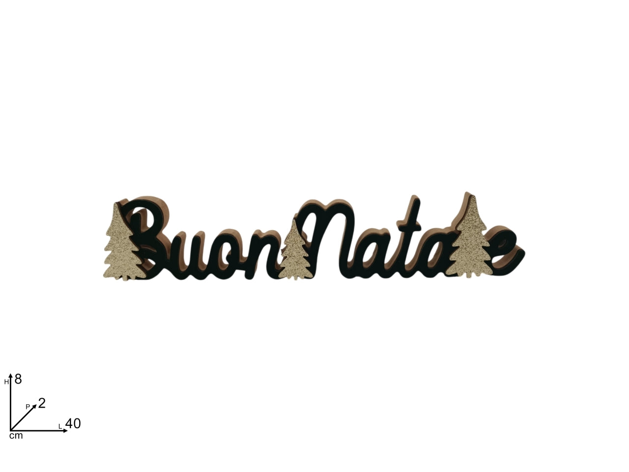 Decorazione natalizia in legno con scritta Buon Natale in velluto verde