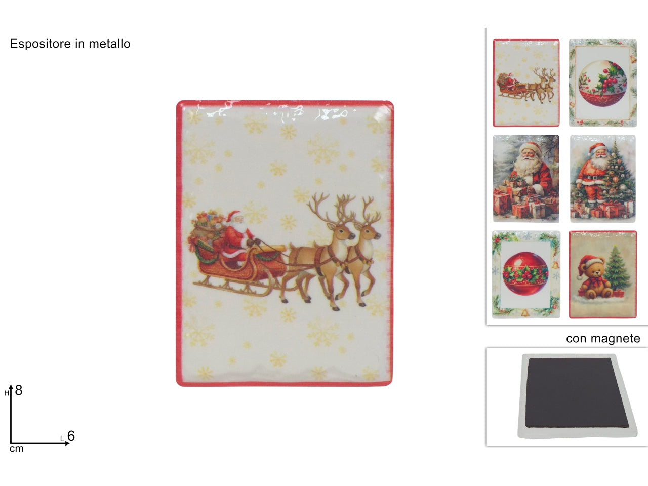 Calamita natalizia in ceramica 6x8cm, soggetti assortiti