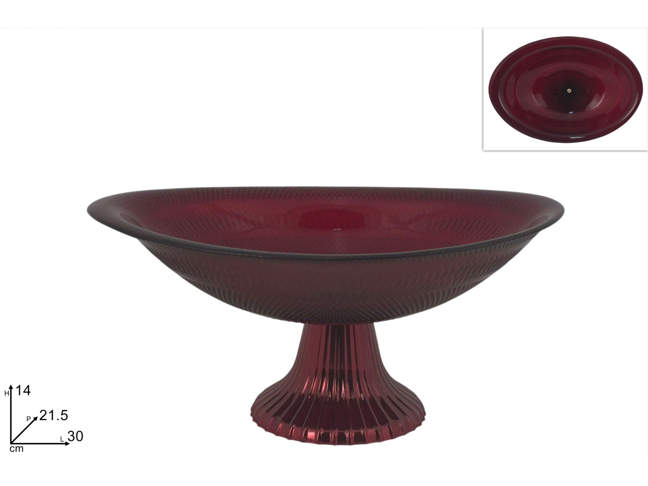 Alzatina ovale in vetro 30cm rossa con decoro Galaxy