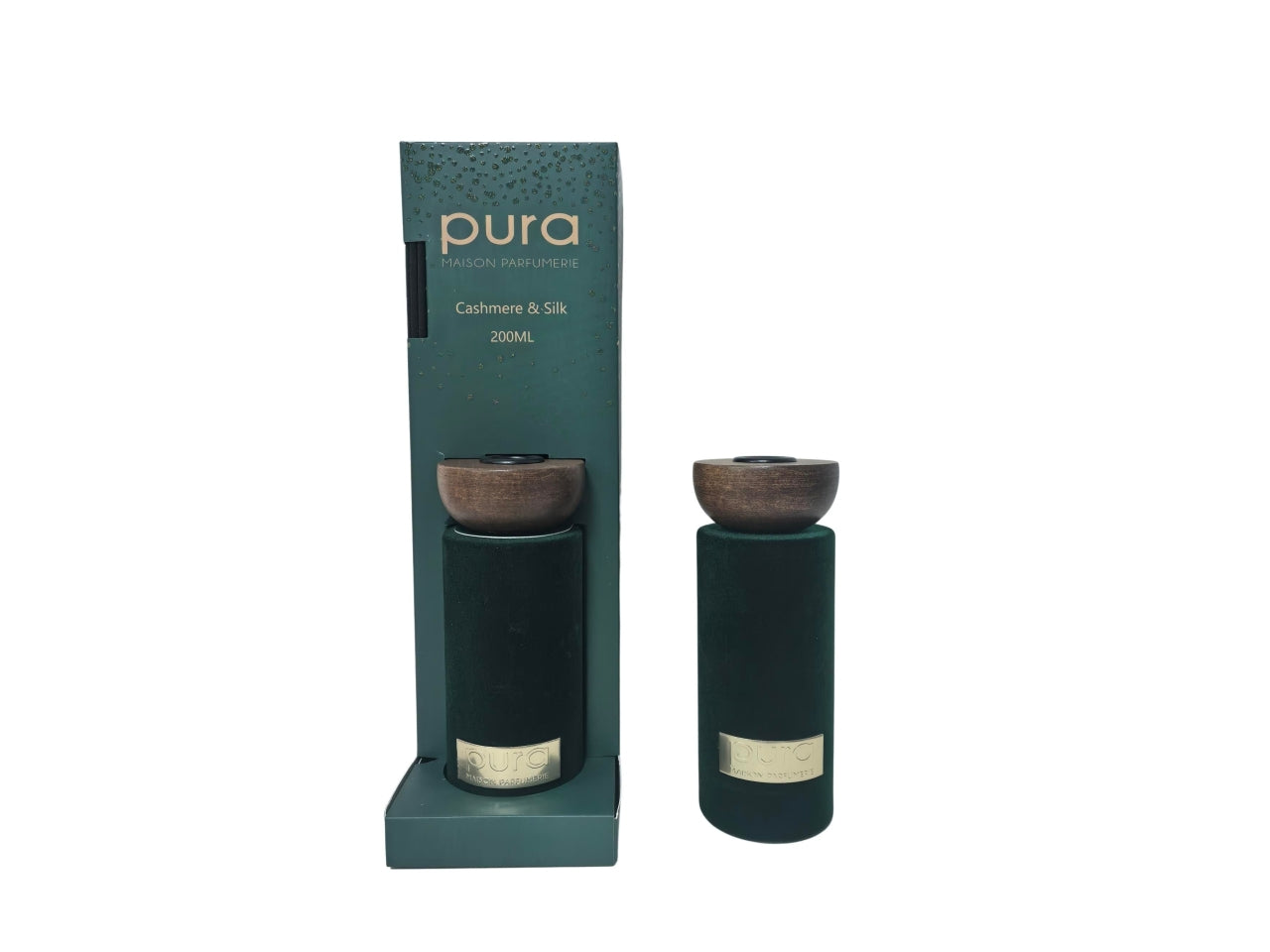 Diffusore in vetro Pura vellutato verde fragranza cashmere & silk 200ml 7,3x7,3xh.41,5cm
