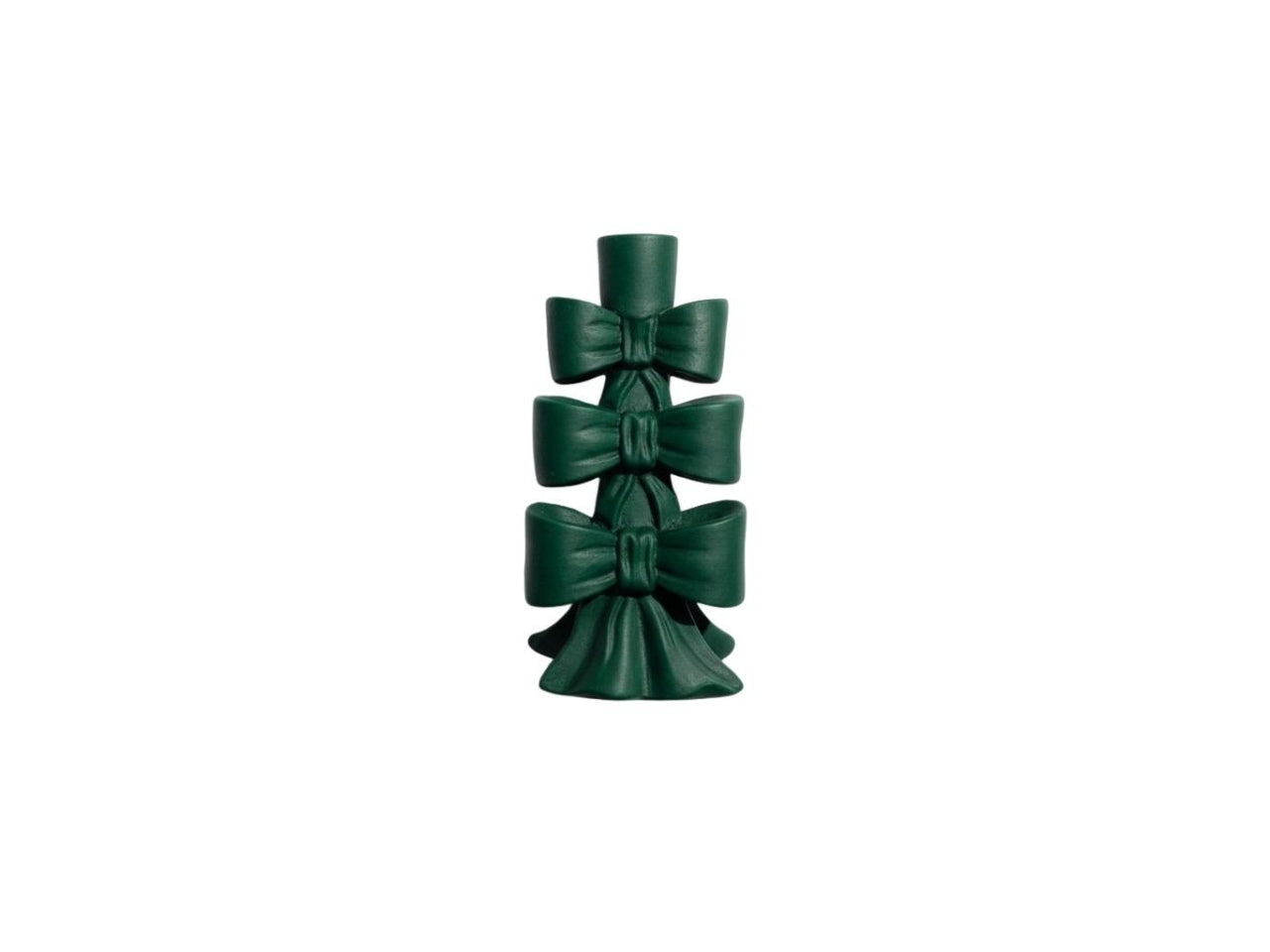 Portacandela fiocco floccato verde in poliresina 10,7x8xh.20cm