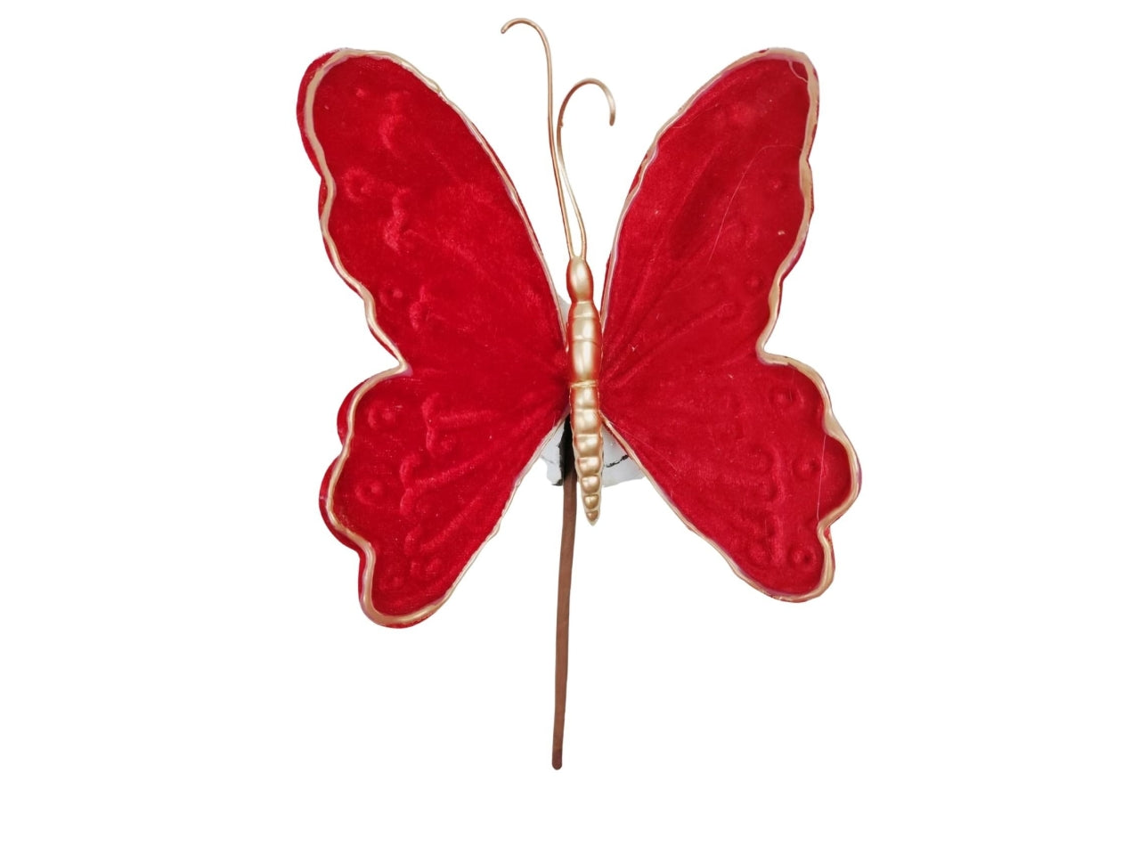 Pick farfalla velluto rosso in plastica e tessuto 20x18xh.20cm