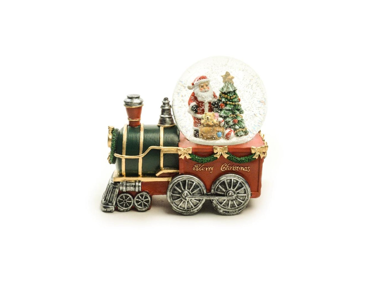 Carillon treno palla di neve in poliresina 18x11xh.16cm