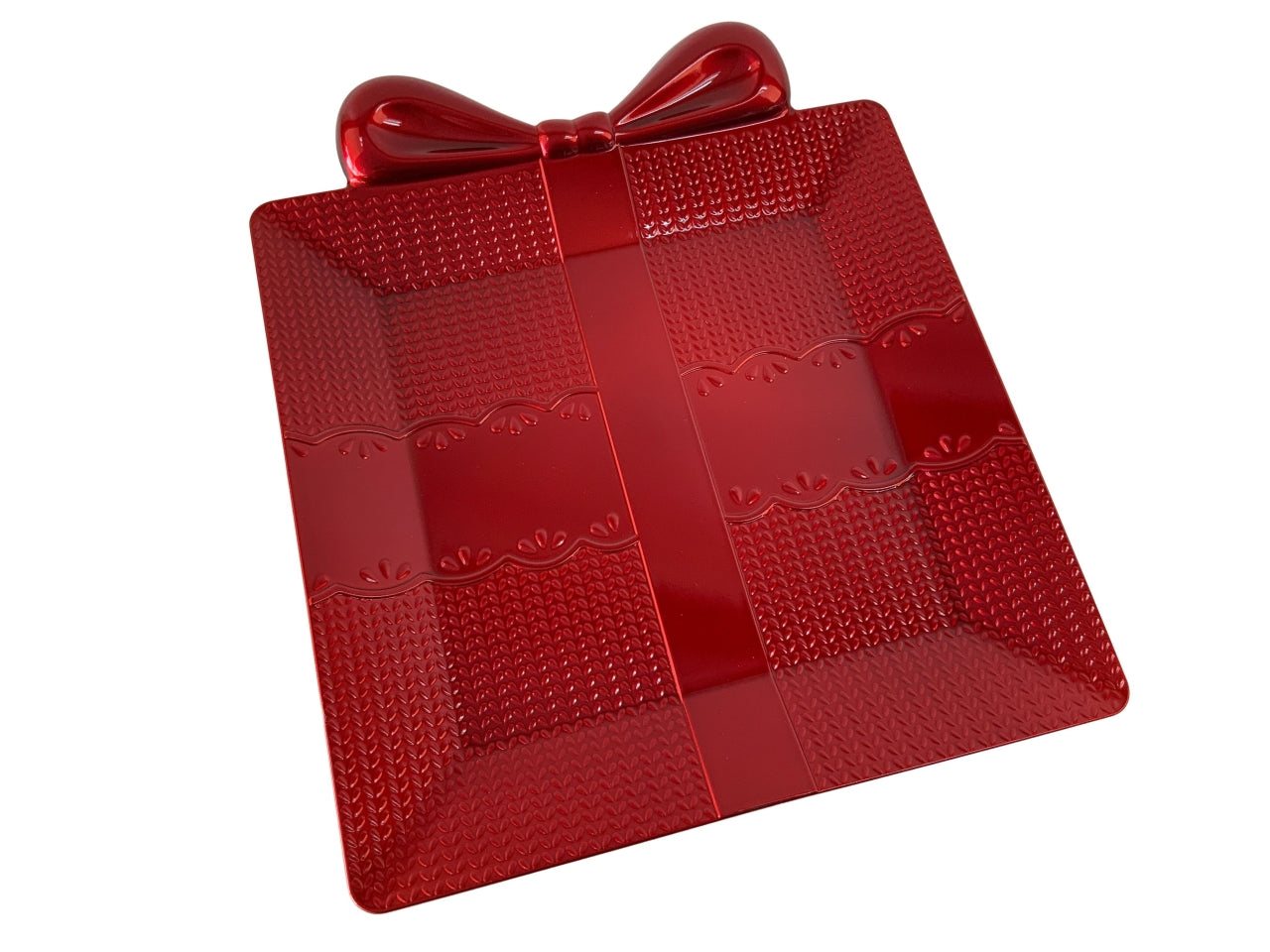 Vassoio regalo rosso in plastica 33x28xh.4cm