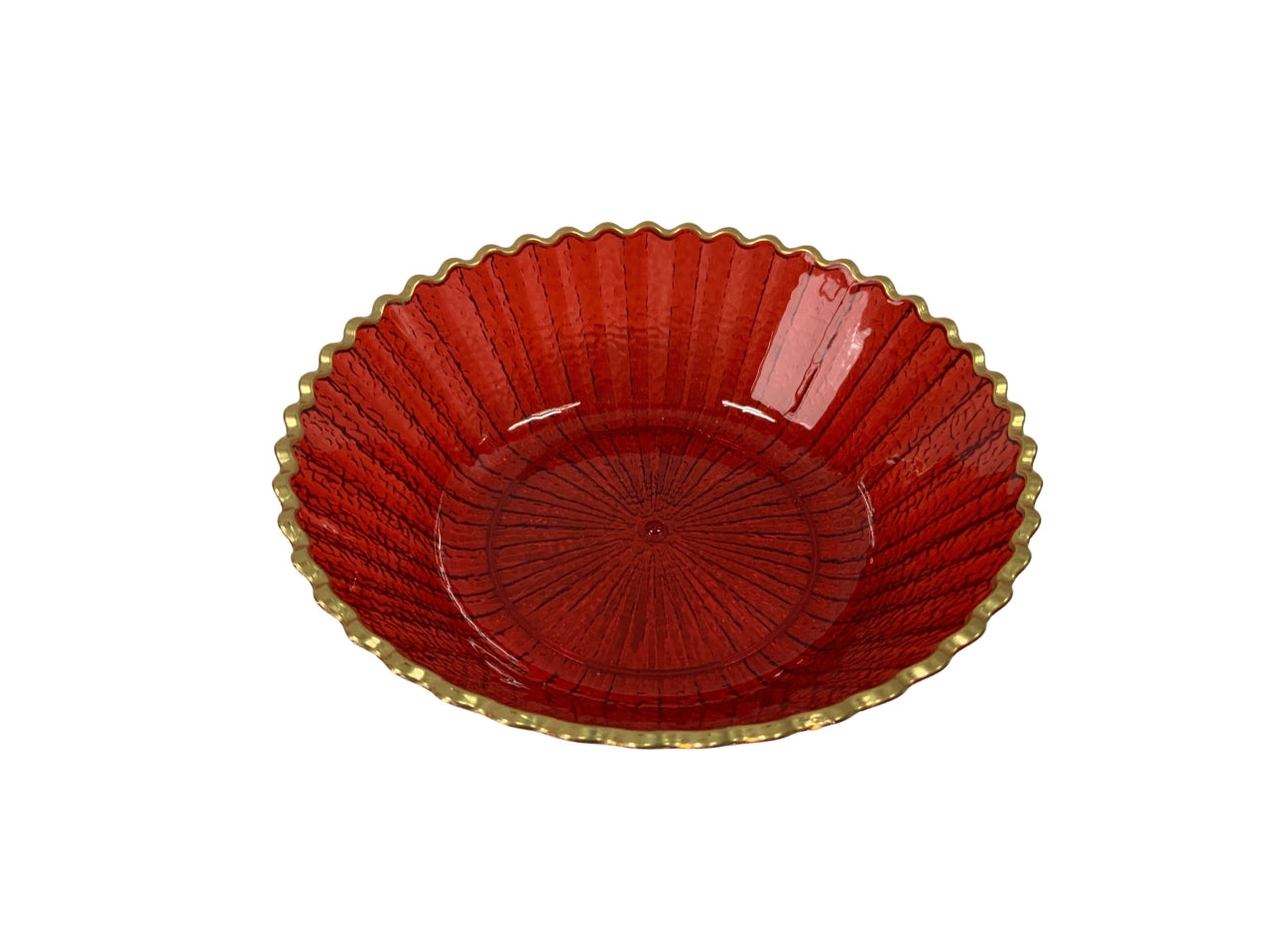 Ciotola rossa bordo oro in plastica pet d.17,5xh.4,5cm