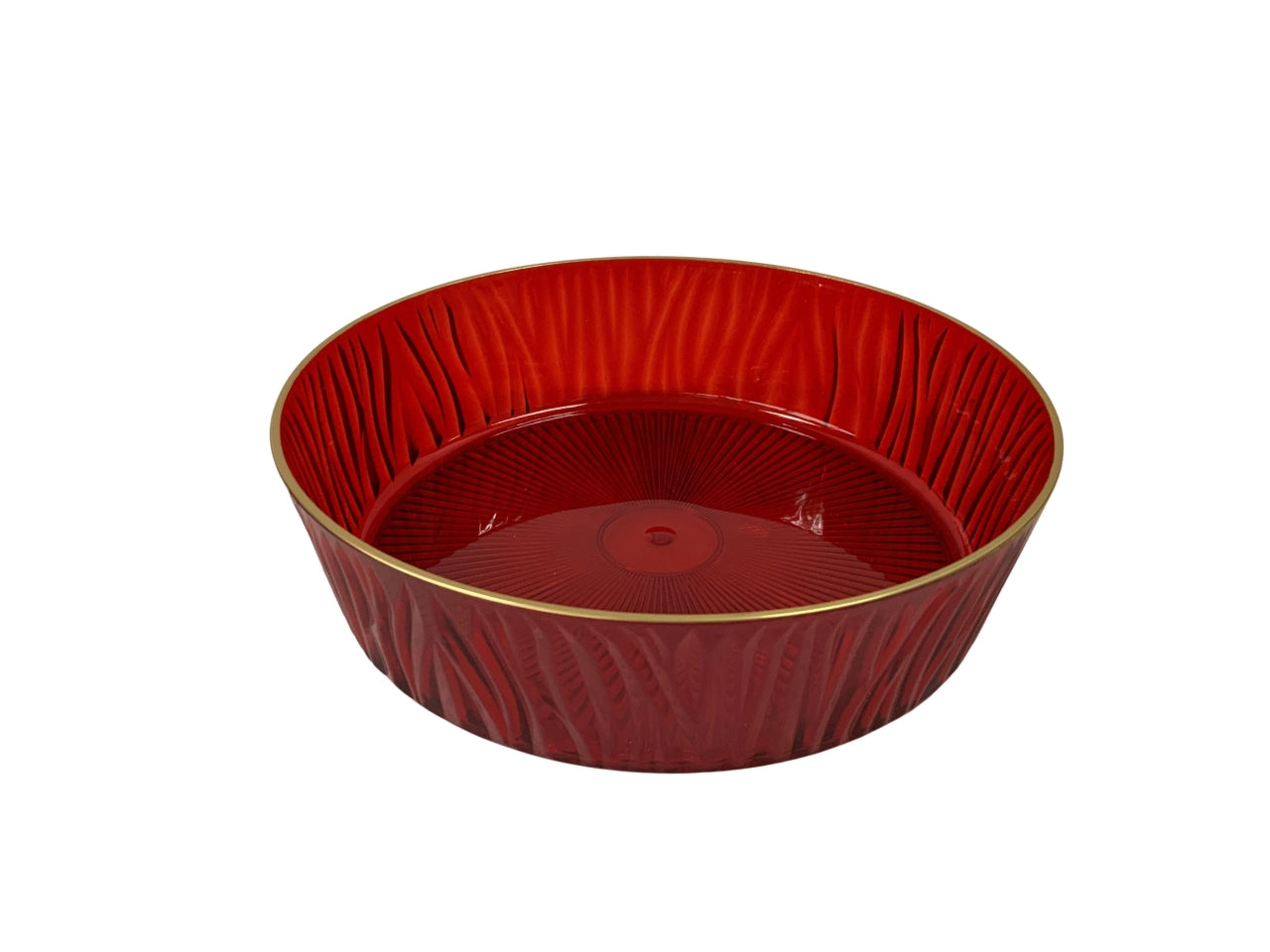 Ciotola rossa bordo oro in plastica pet d.24xh.6,5cm