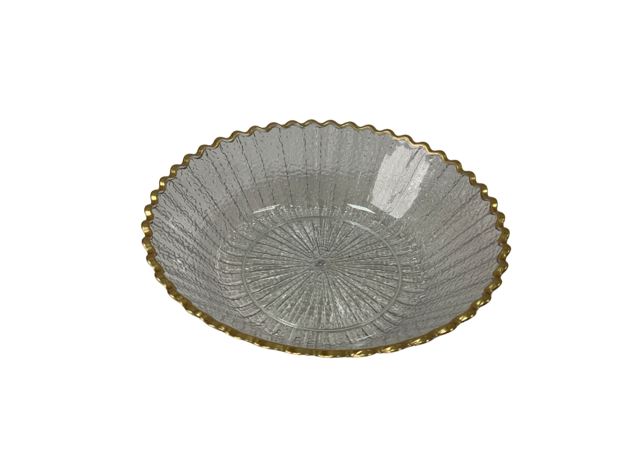 Ciotola trasparente bordo oro in plastica pet d.17,5xh.4,5cm