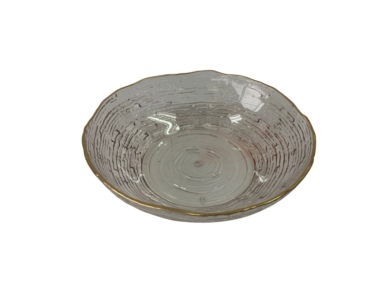 Ciotola trasparente bordo oro in plastica pet d.17xh.4,5cm