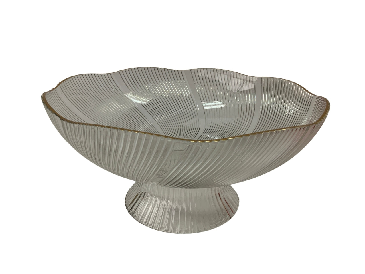 Alzata trasparente bordo oro in plastica pet d.25,5xh.12,5cm