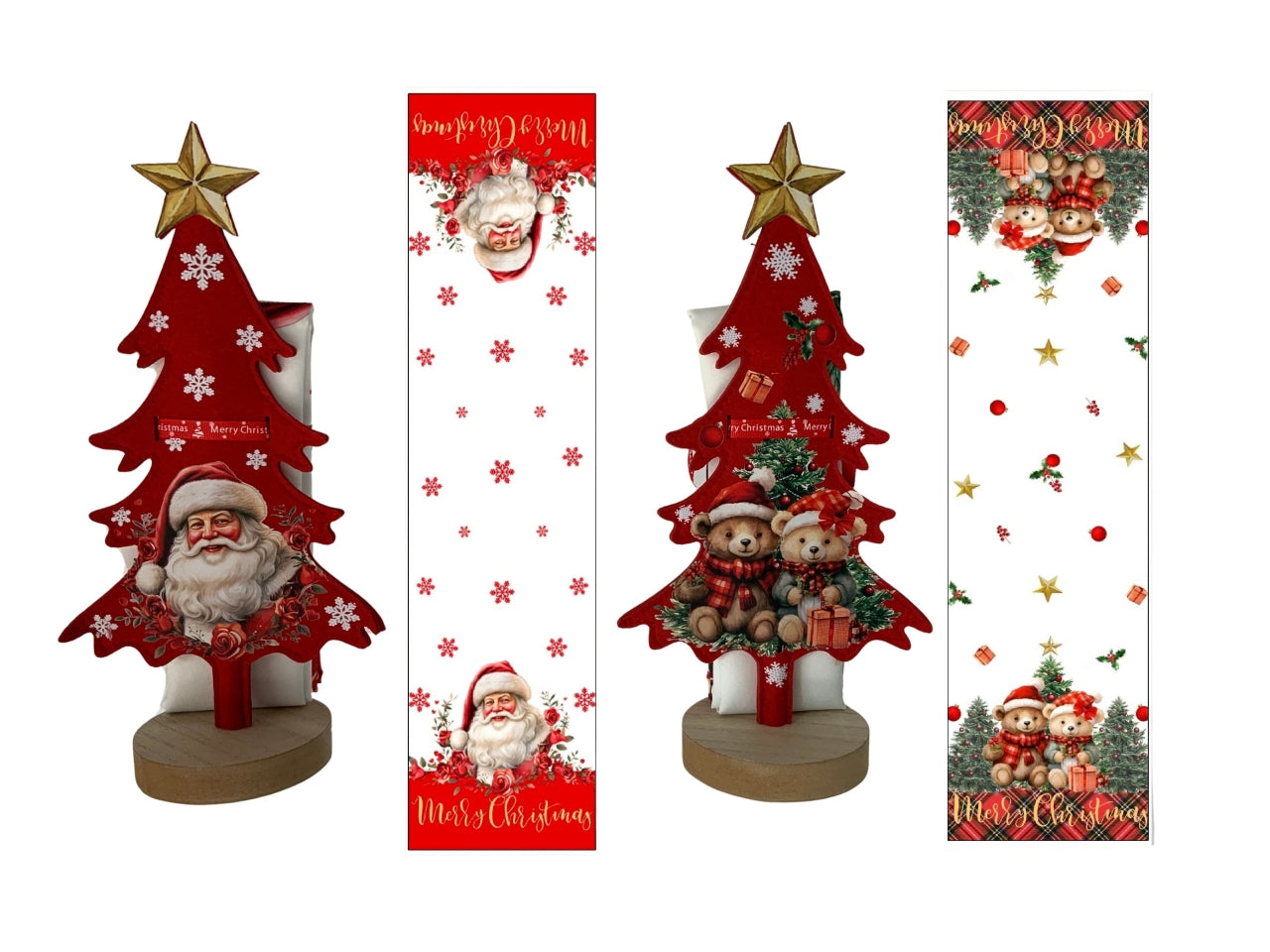 Runner natalizio 35x135cm con decorazione in panno lenci 17x10xh.33cm, in 2 assortimenti