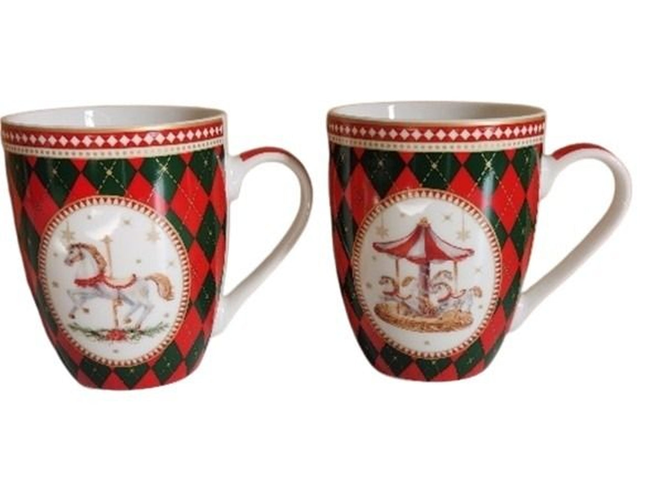 Tazza natalizia in porcellana 360ml d.8,3xh.10,4cm design assortiti