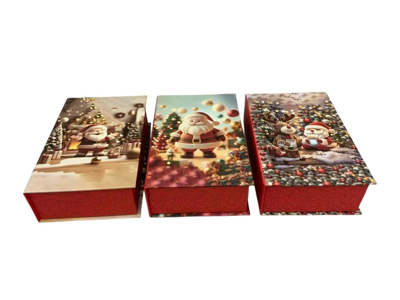Scatola libro Babbo Natale in cartoncino 12x5xh.19cm colori assortiti