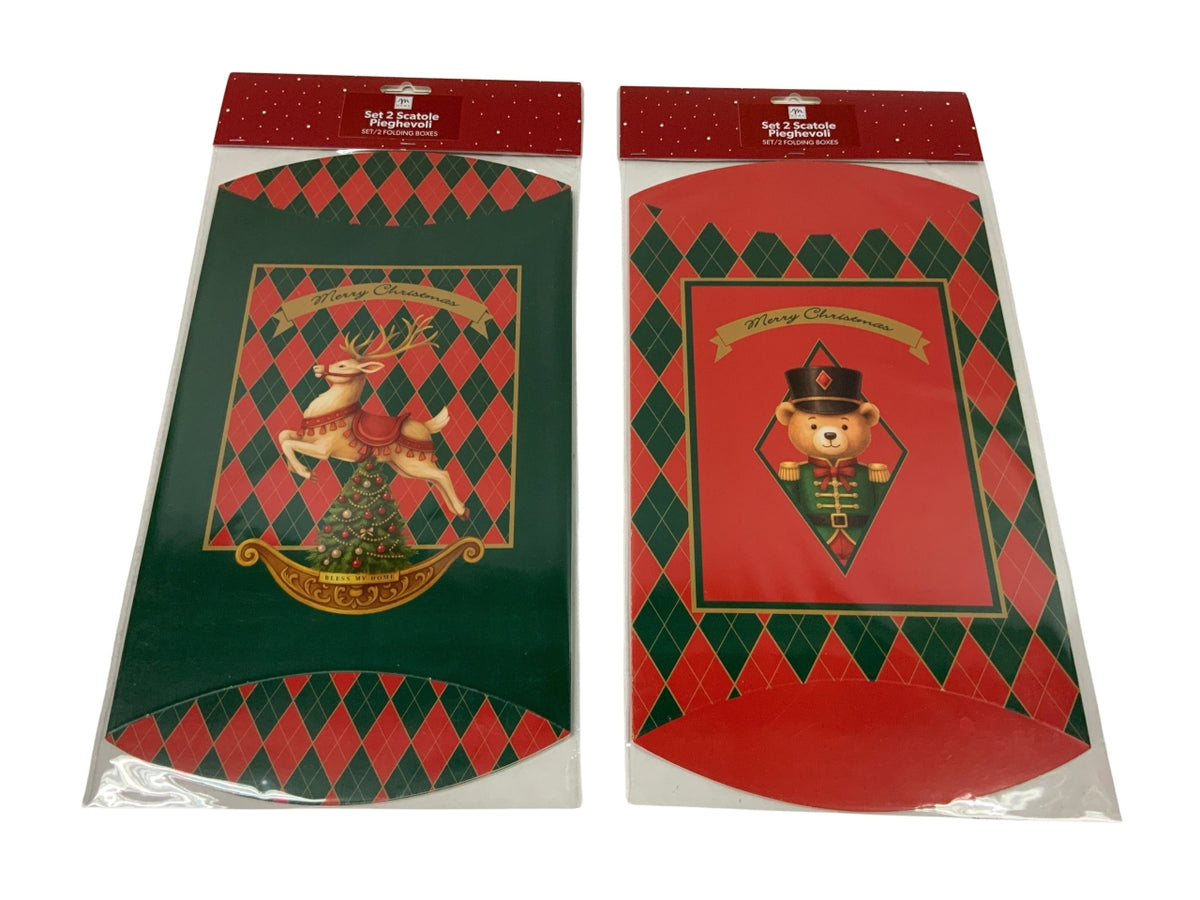 Set 2 scatole pieghevoli in carta 20x30cm design assortiti