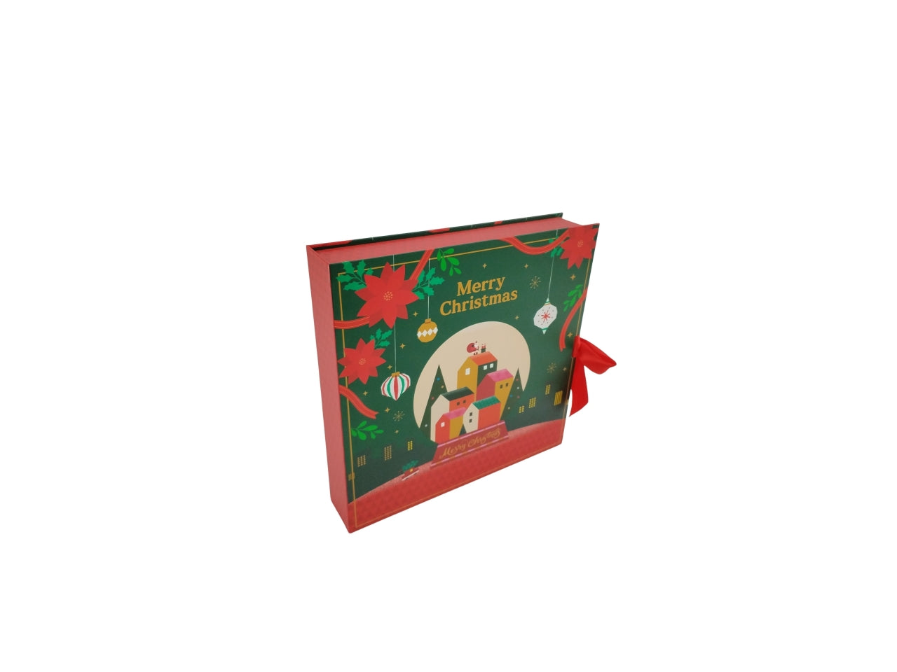 Calendario dell'avvento con fiocco in carta 24 scatole misure assortite a puzzle 25x4,8xh.25cm