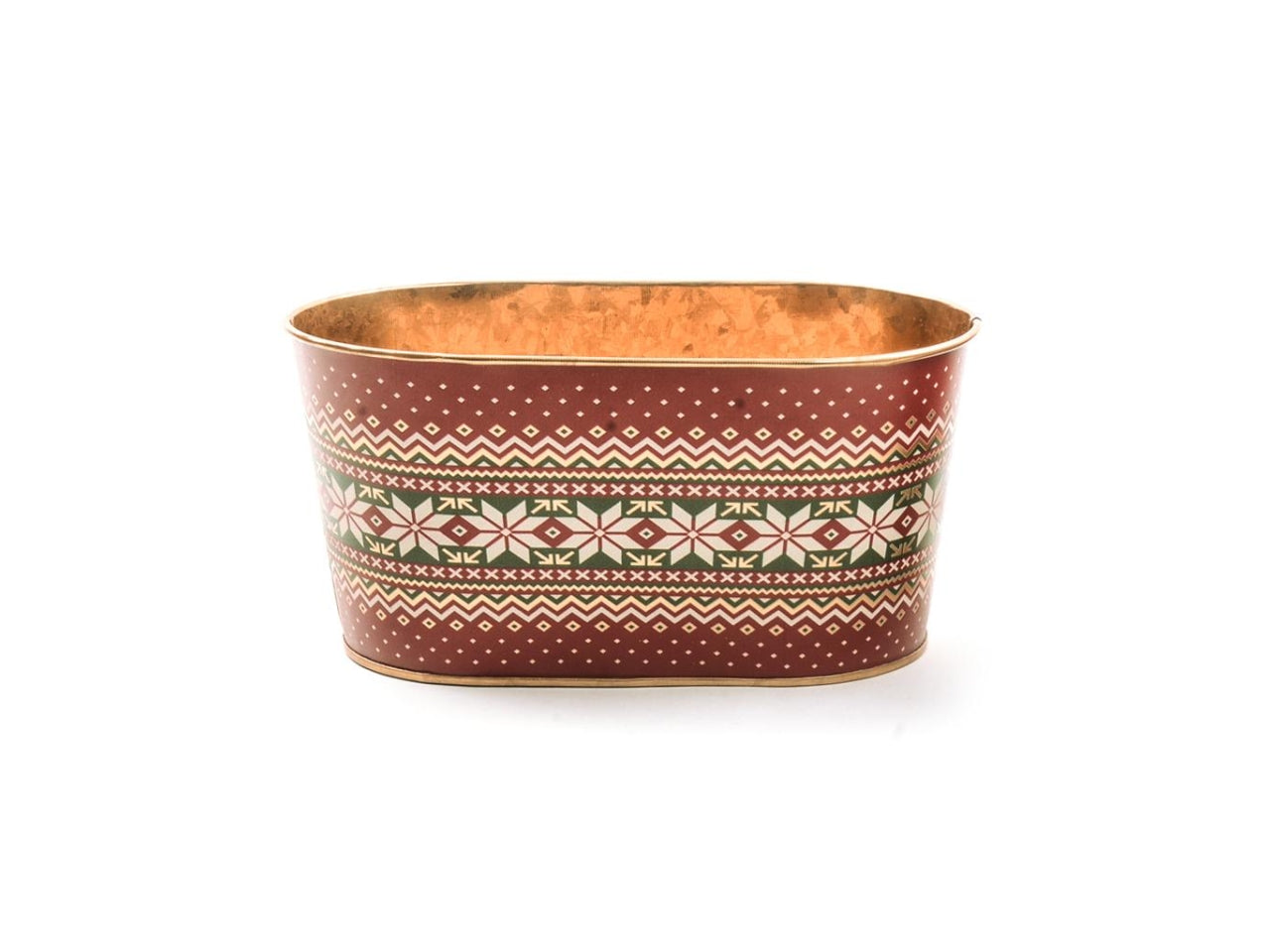 Vaso natalizio decorato in latta 19x11,5xh.9cm