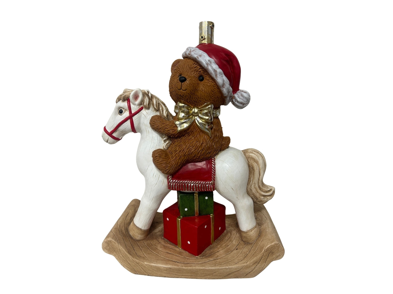 Base albero orso sul cavallo a dondolo in poliresina 44x22xh.66cm