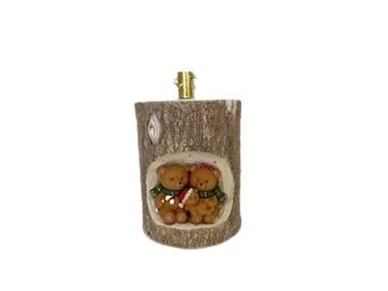 Base albero tronco con orso family con luci led in poliresina a batteria 3xaaa non incluse 26x26xh.38cm