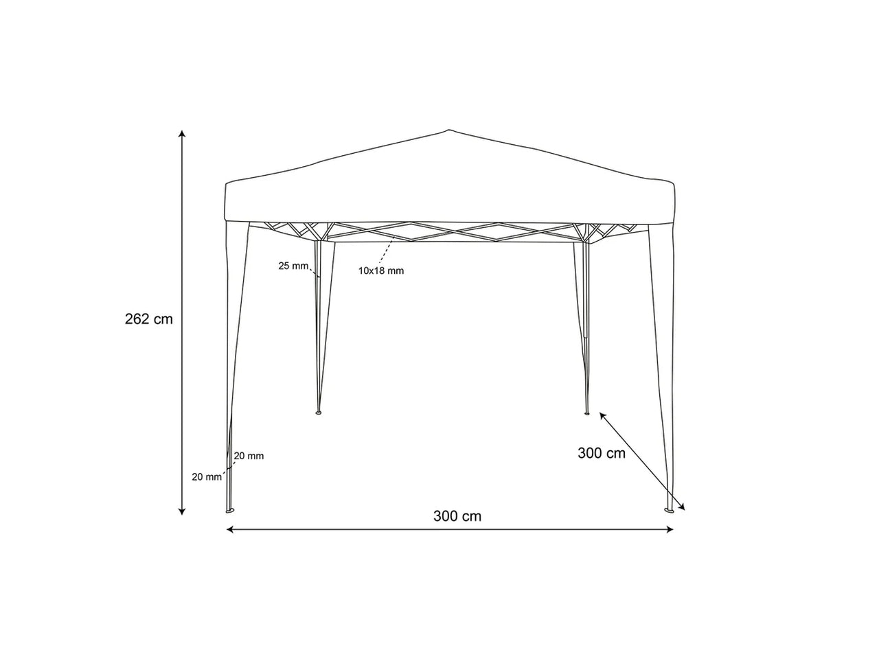 Gazebo in tessuto ecru' richiudibile con sacca 3x3mt