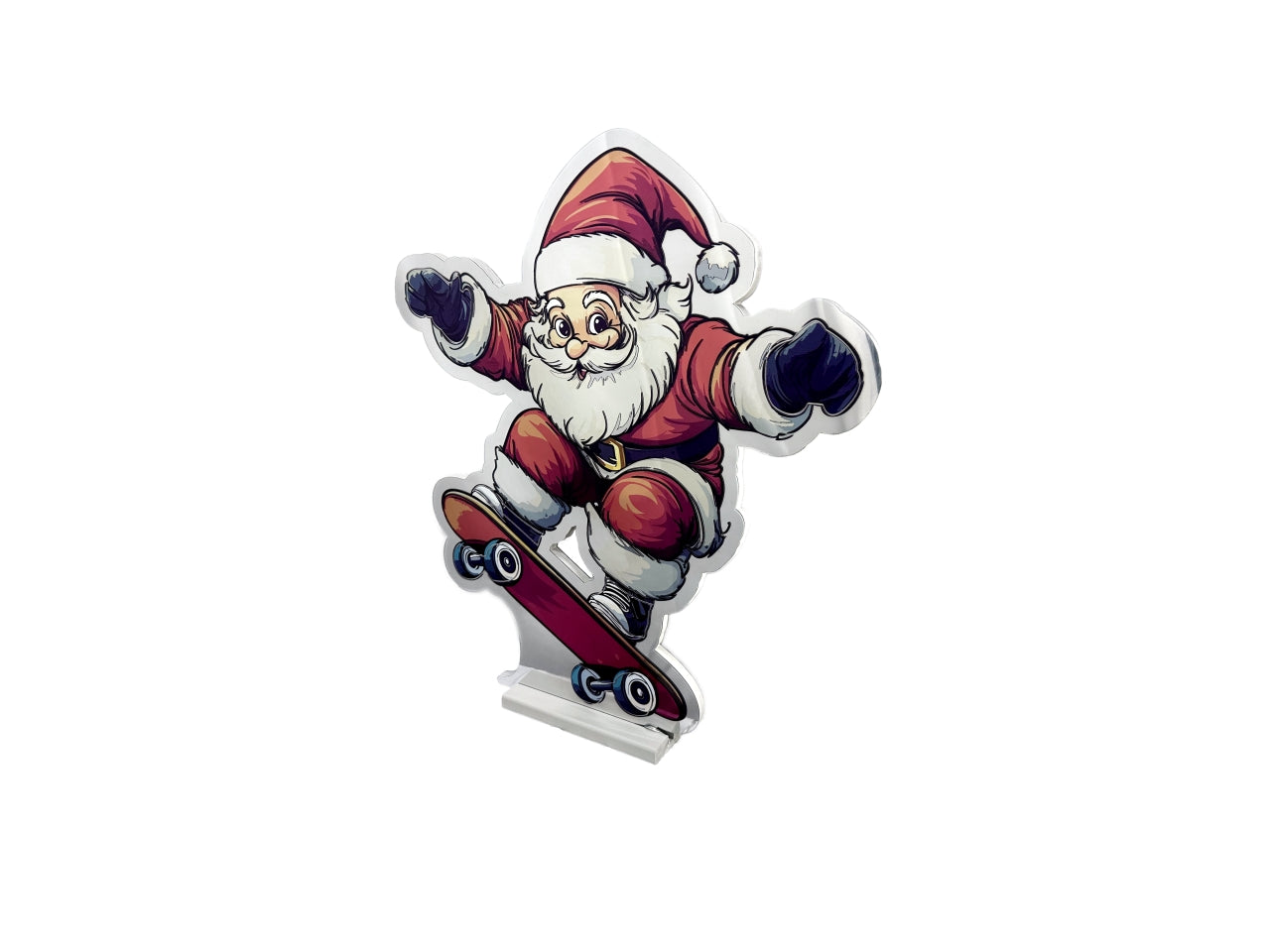 Babbo natale 3D sullo skate 60cm infinity day and night con luce led multicolor da interno, con trasformatore