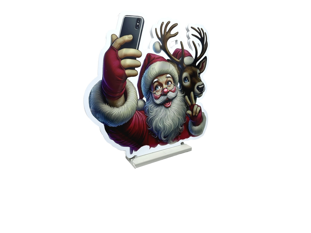 Babbo natale 3D selfie 60cm infinity day and night con luce led multicolor da interno, con trasformatore