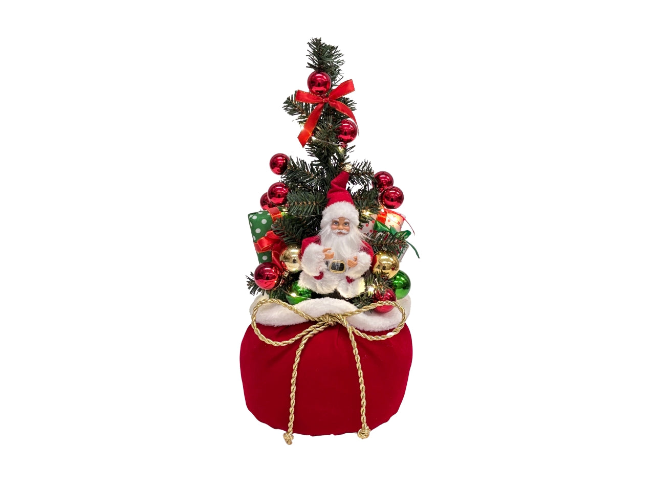 Albero Meraville 40cm in sacco doni con personaggio, luce led a batteria con timer, modelli assortiti