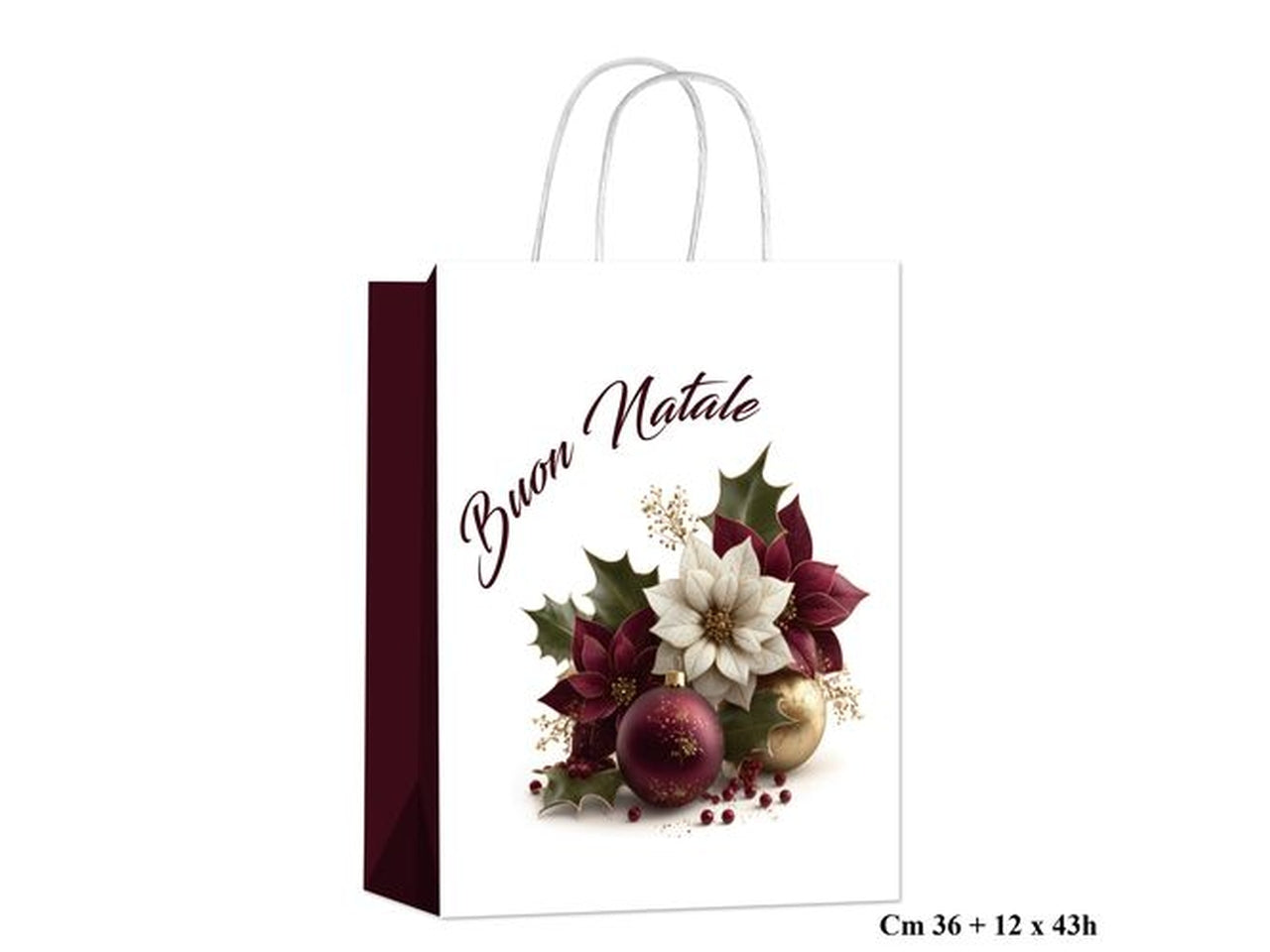 Shopper natalizia Burgundy 36x12xh.43cm, rosso bordeaux