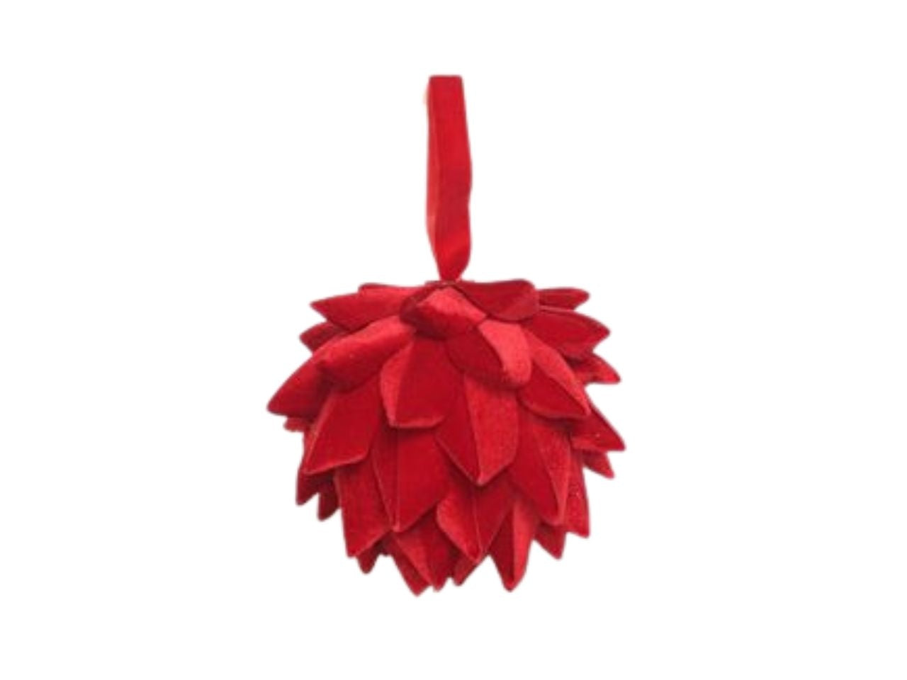 Pallina natalizia in velluto rosso con punte 18cm