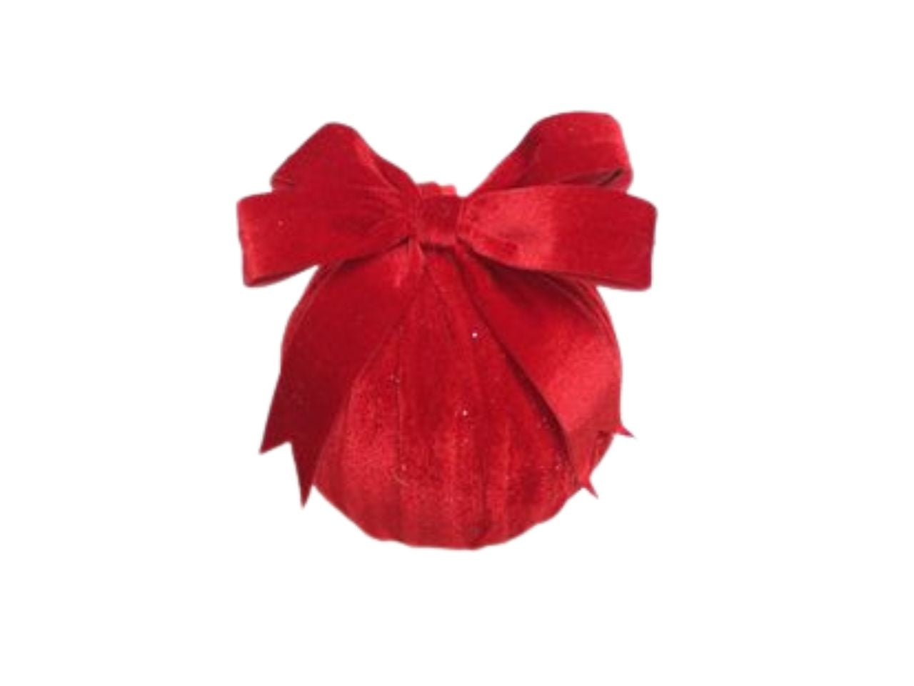 Pallina natalizia in velluto rosso con fiocco 12cm