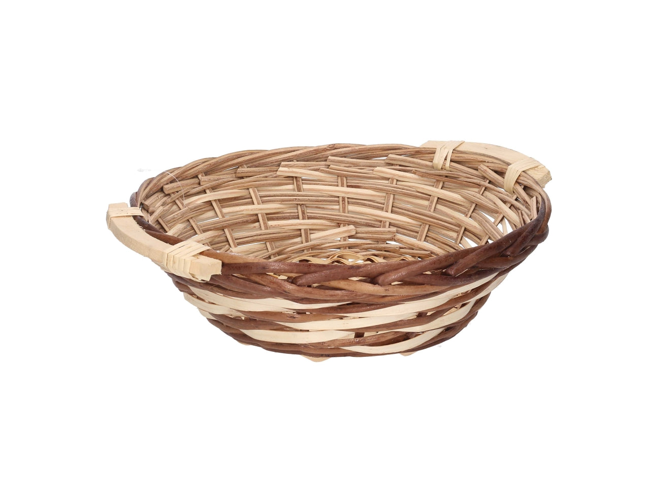 Cesta in vimini Mizma, intreccio noce naturale, tonda 40xh.13 cm