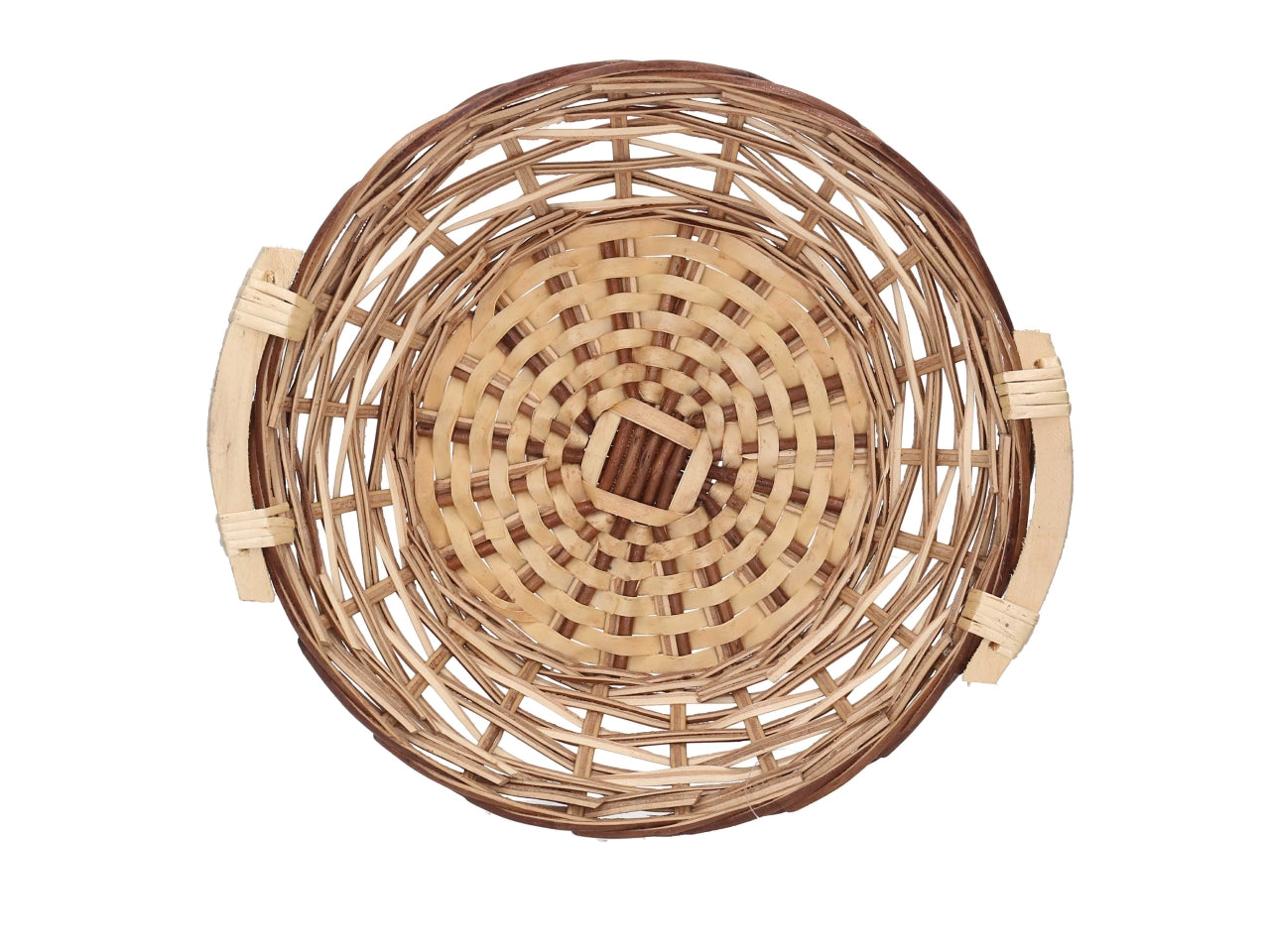 Cesta in vimini Mizma, intreccio noce naturale, tonda 40xh.13 cm