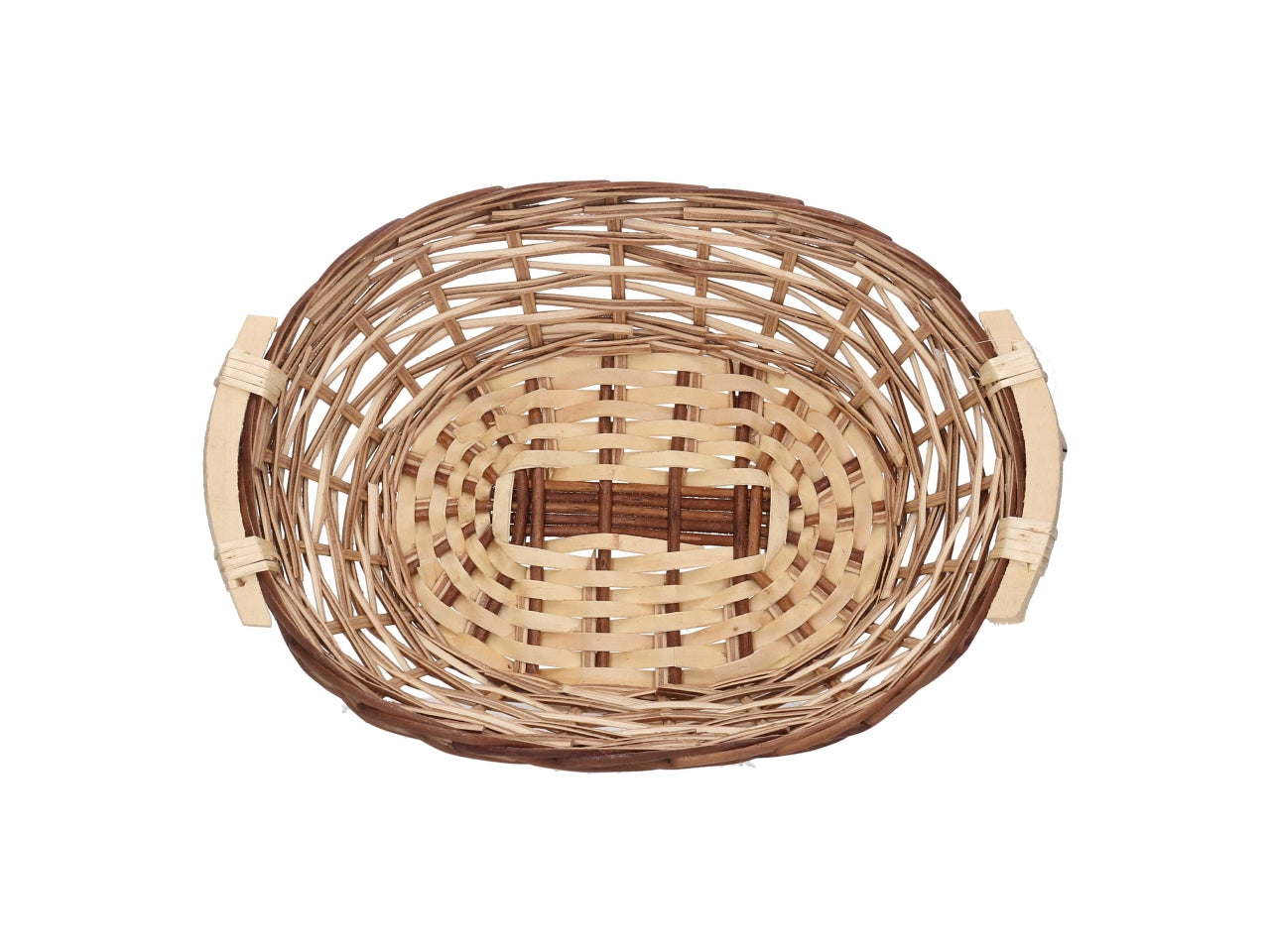 Cesta in vimini Mizma, intreccio noce naturale, ovale 45x35xh.13 cm