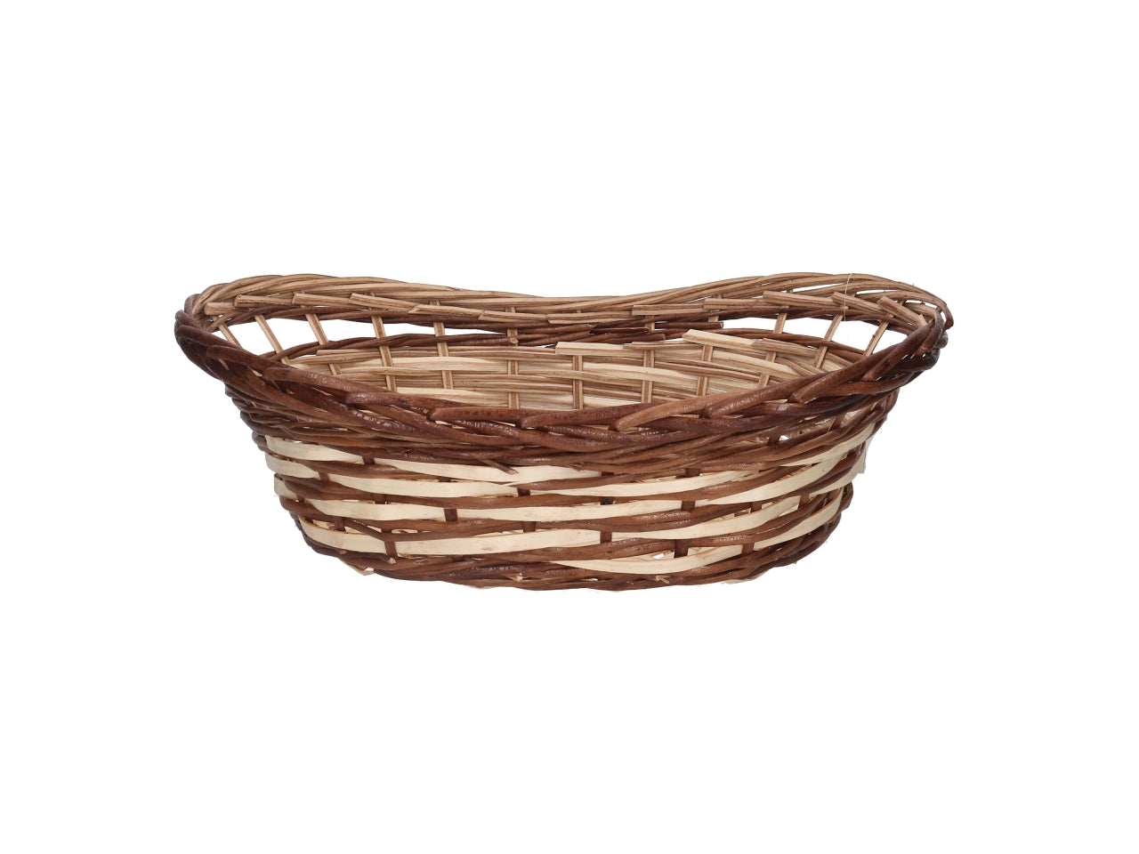 Cesta in vimini Mizma, intreccio noce naturale, ovale 50x34xh.12/16 cm