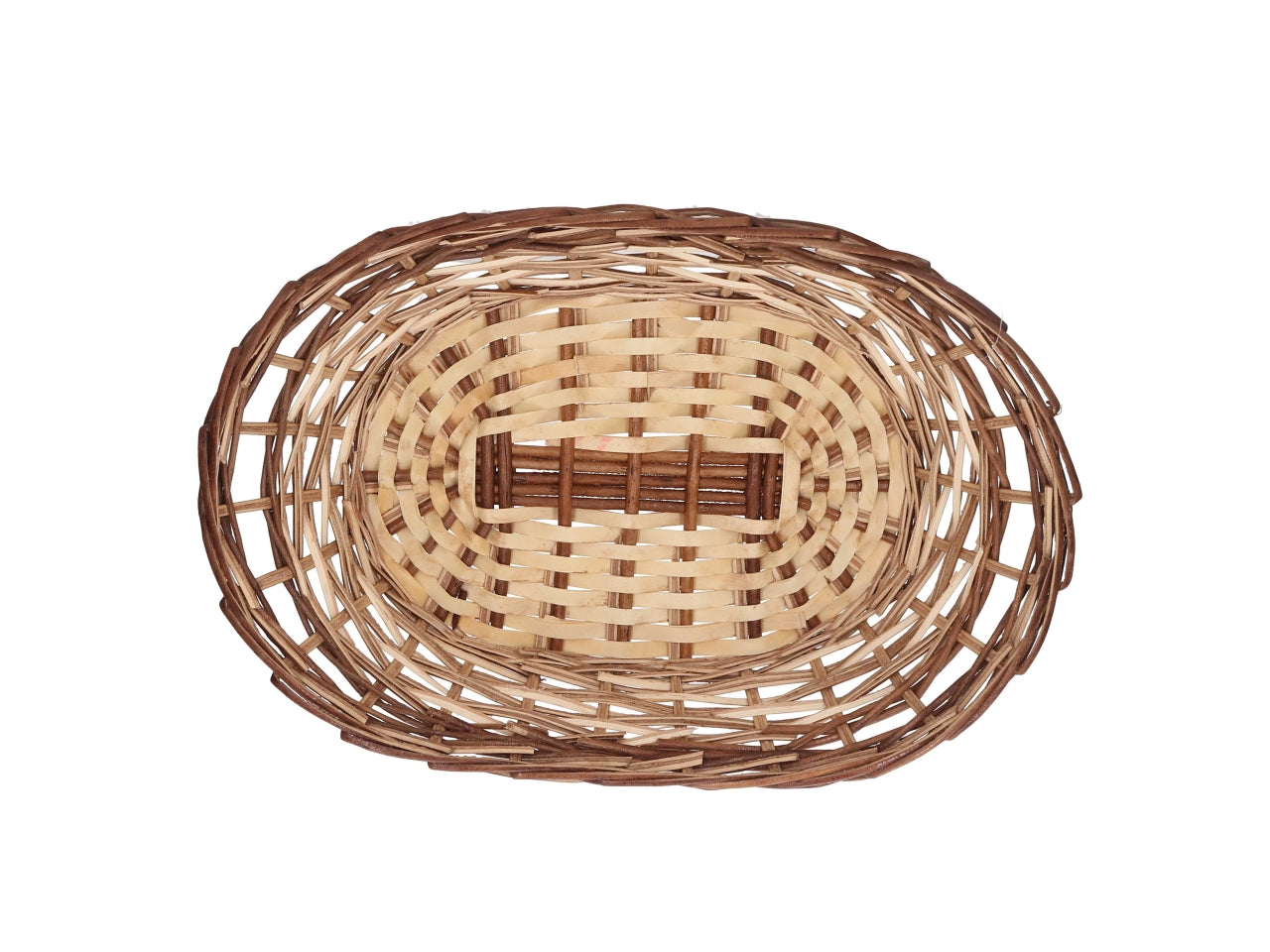 Cesta in vimini Mizma, intreccio noce naturale, ovale 50x34xh.12/16 cm