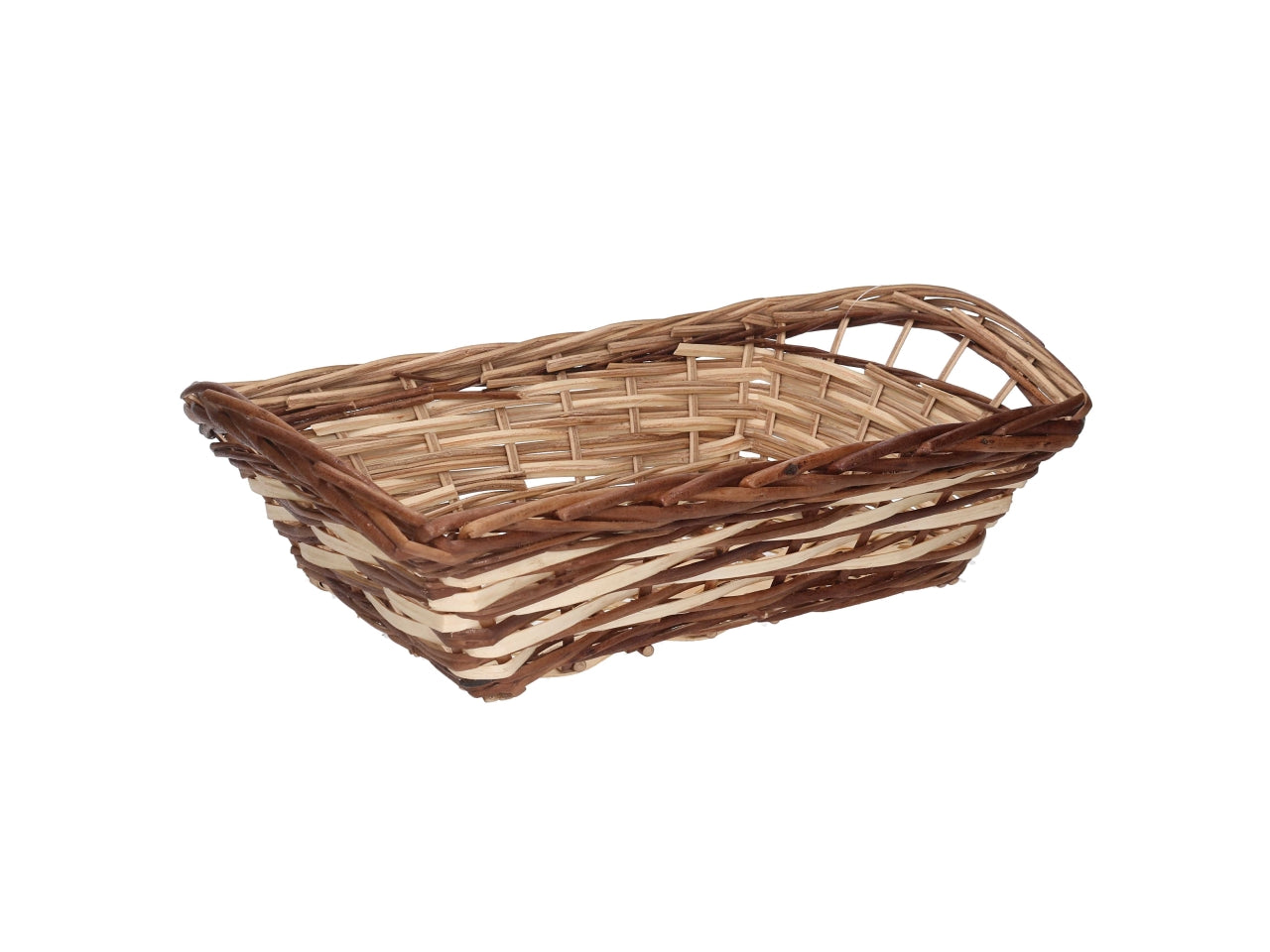 Cesta in vimini Mizma, intreccio noce naturale, rettangolare 50x35xh.12/17 cm