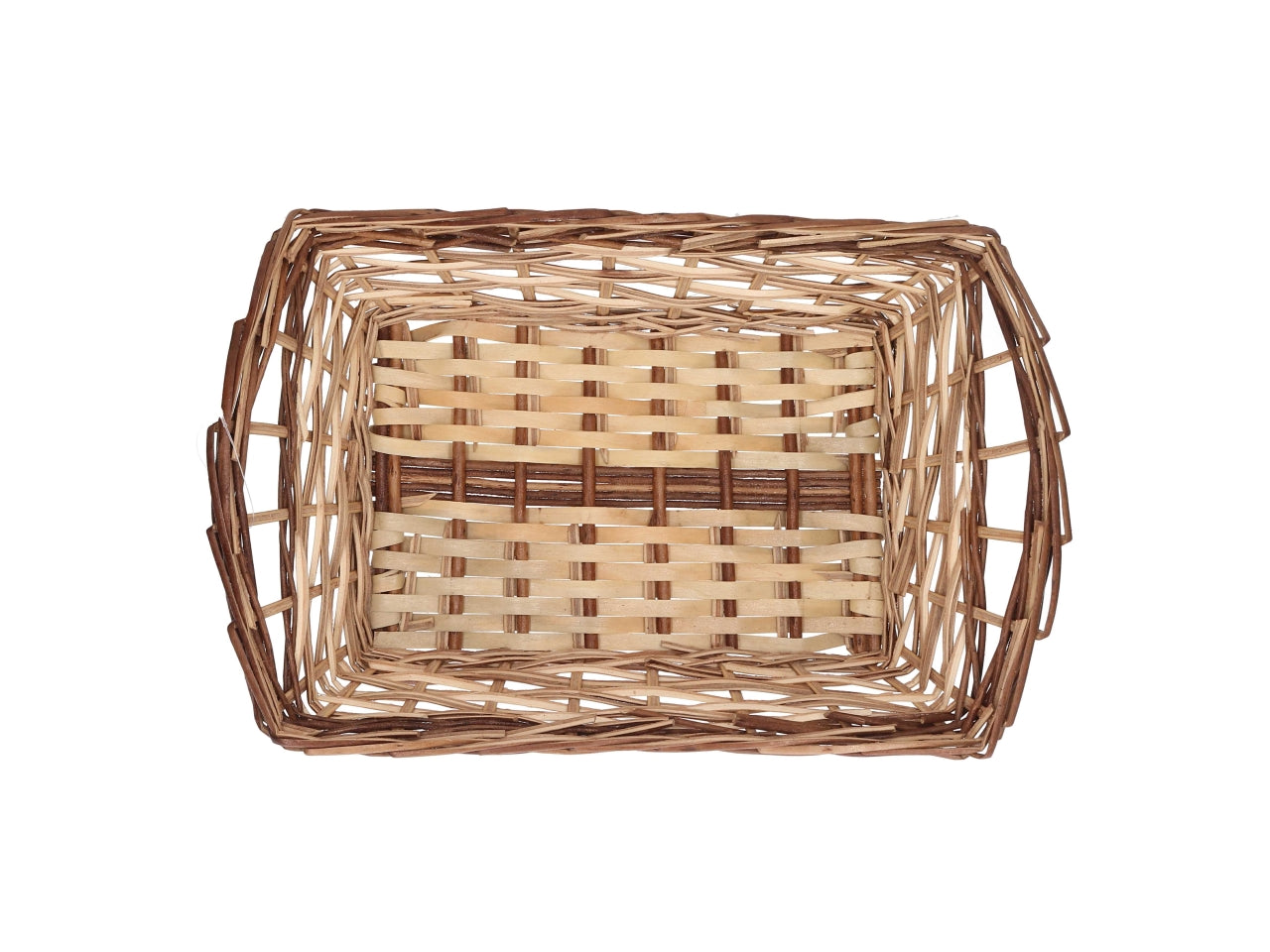 Cesta in vimini Mizma, intreccio noce naturale, rettangolare 50x35xh.12/17 cm