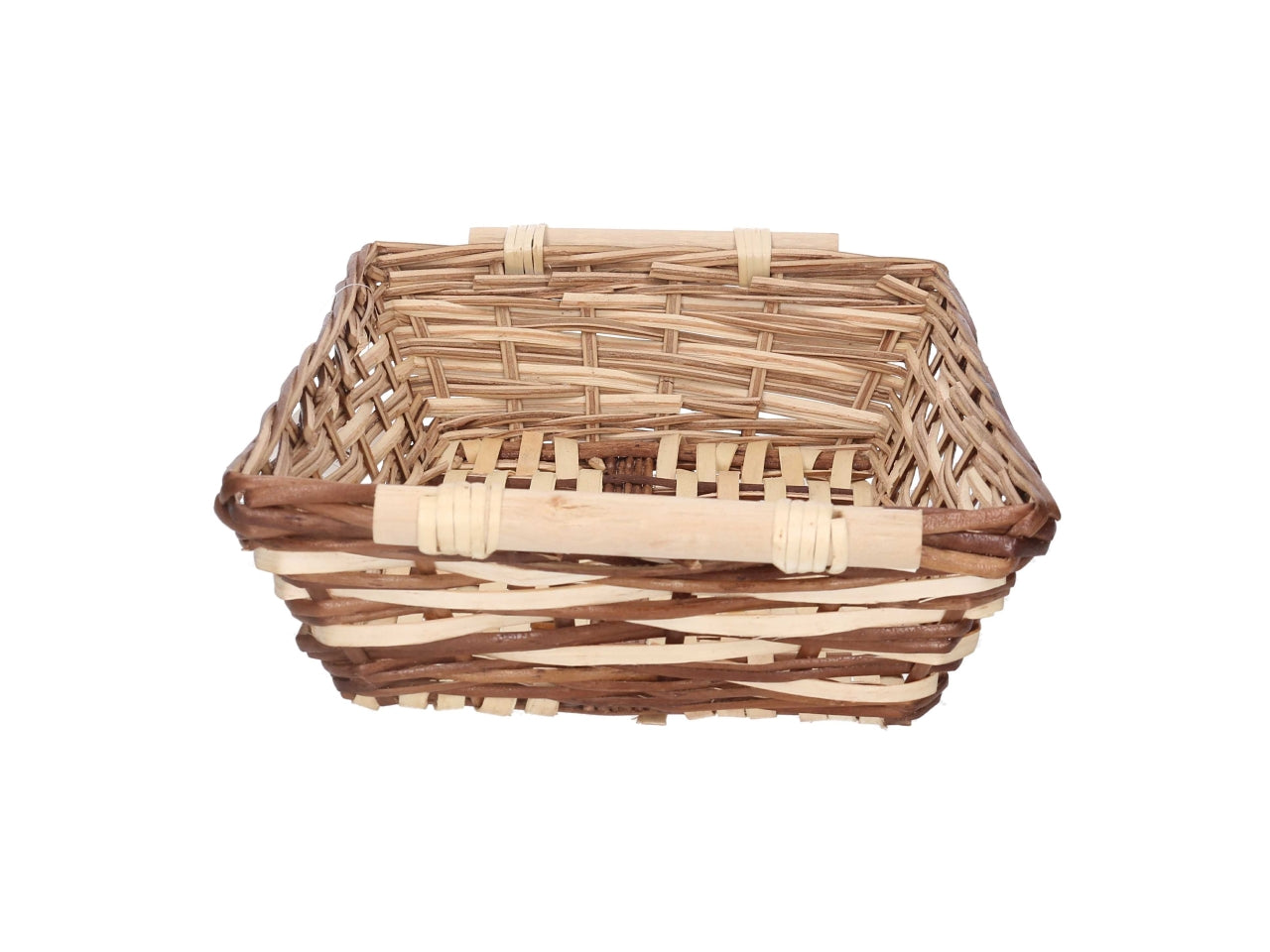 Cesta in vimini Mizma, intreccio noce naturale, rettangolare 50x40xh.13 cm