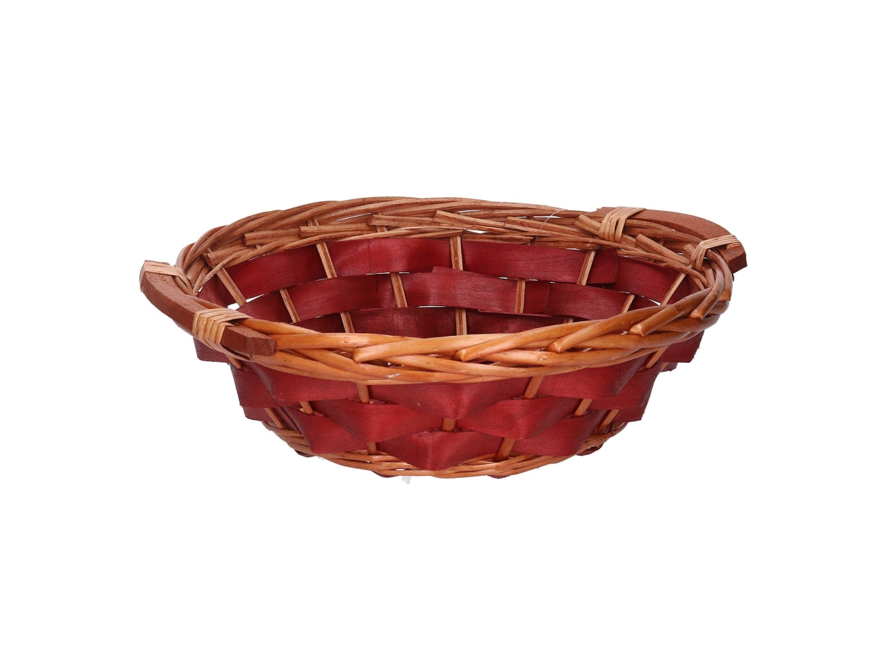 Cesta in vimini Koda, intreccio rosso e miele, tonda 40xh.13 cm