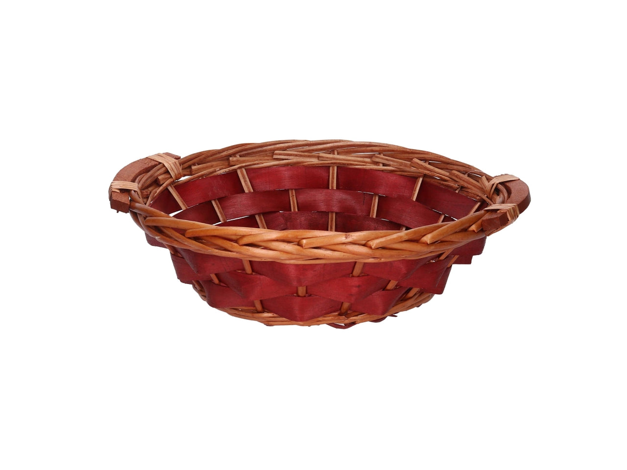 Cesta in vimini Koda, intreccio rosso e miele, tonda 40xh.13 cm