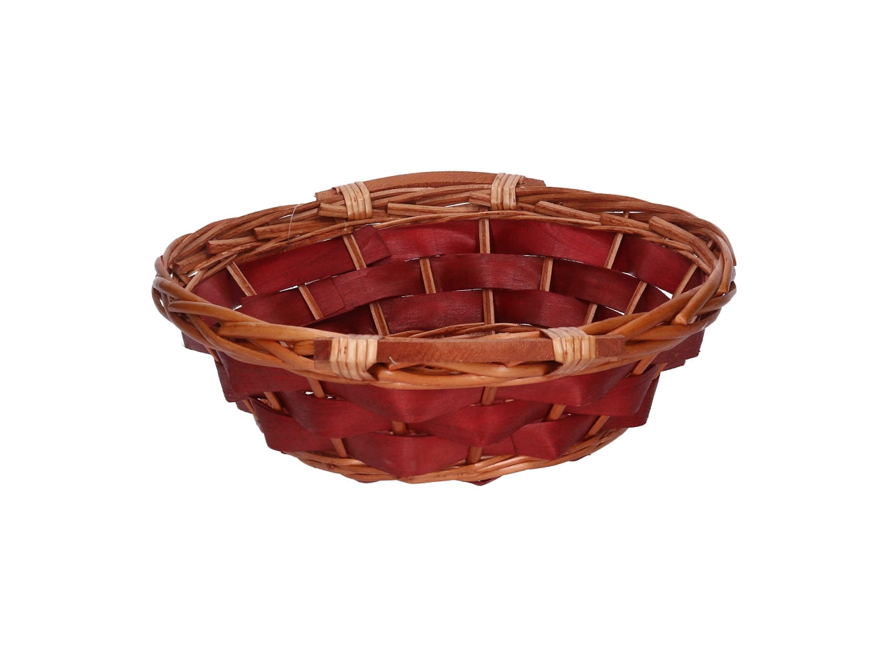 Cesta in vimini Koda, intreccio rosso e miele, tonda 40xh.13 cm