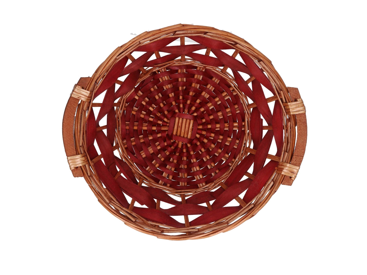 Cesta in vimini Koda, intreccio rosso e miele, tonda 40xh.13 cm