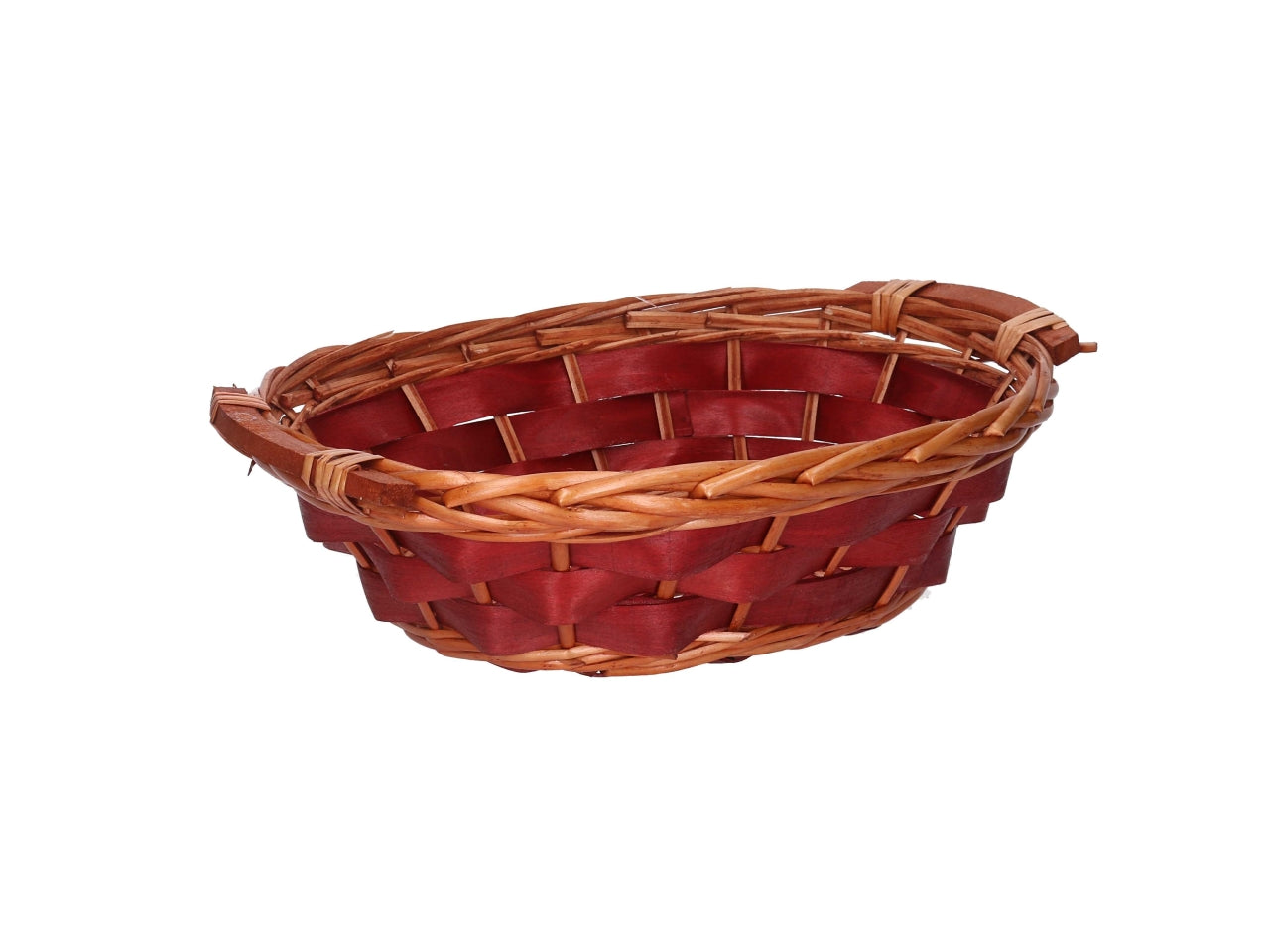 Cesta in vimini Koda, intreccio rosso e miele, ovale 40x30xh.11 cm