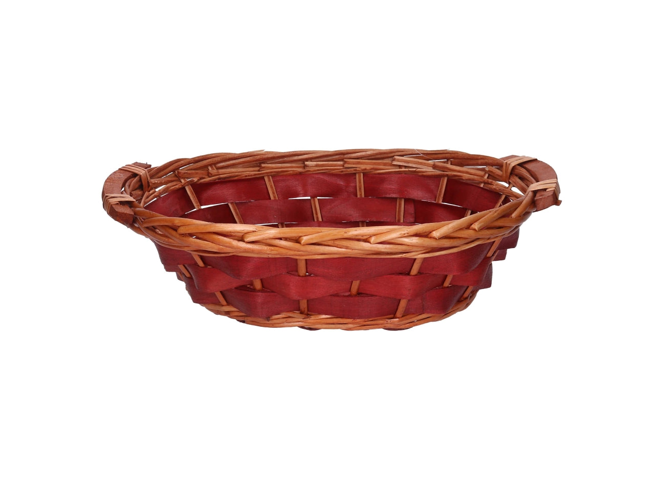 Cesta in vimini Koda, intreccio rosso e miele, ovale 40x30xh.11 cm